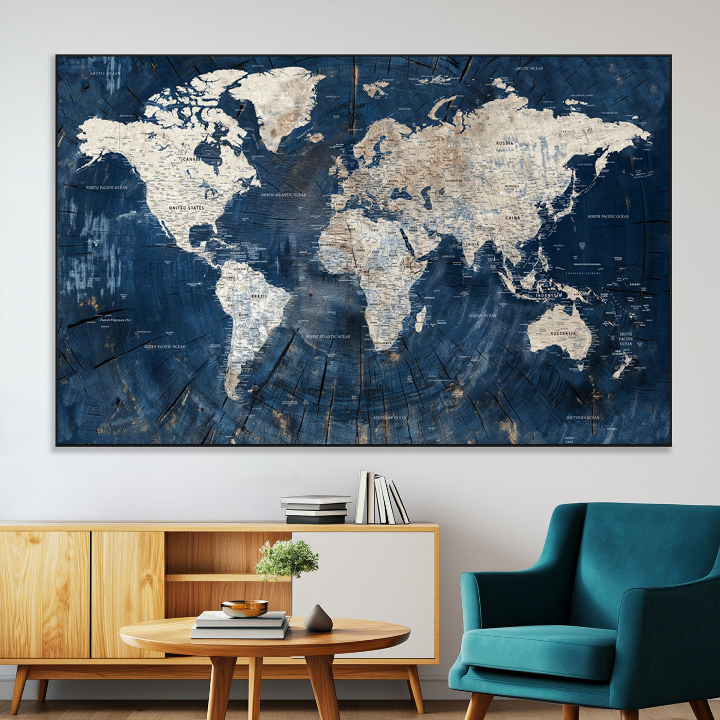 SEG-FC-51X34_Oversize - Push Pin World Map Canvas Print – Framed Wall Art for Couples to Track Their Travels – Anniversary