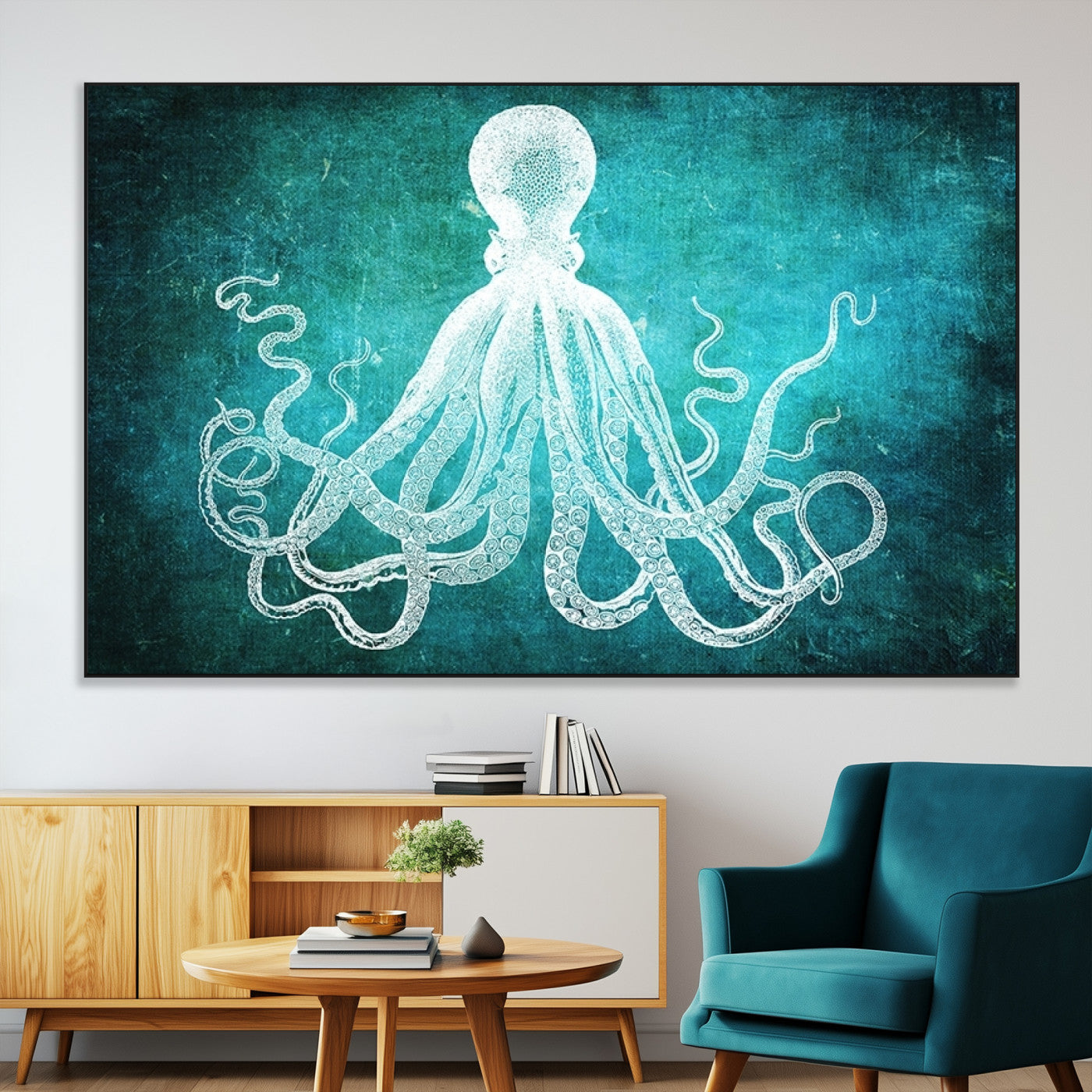 SEG-FC-51X34_Oversize - Green Octopus Abstract Wall Art Canvas Print