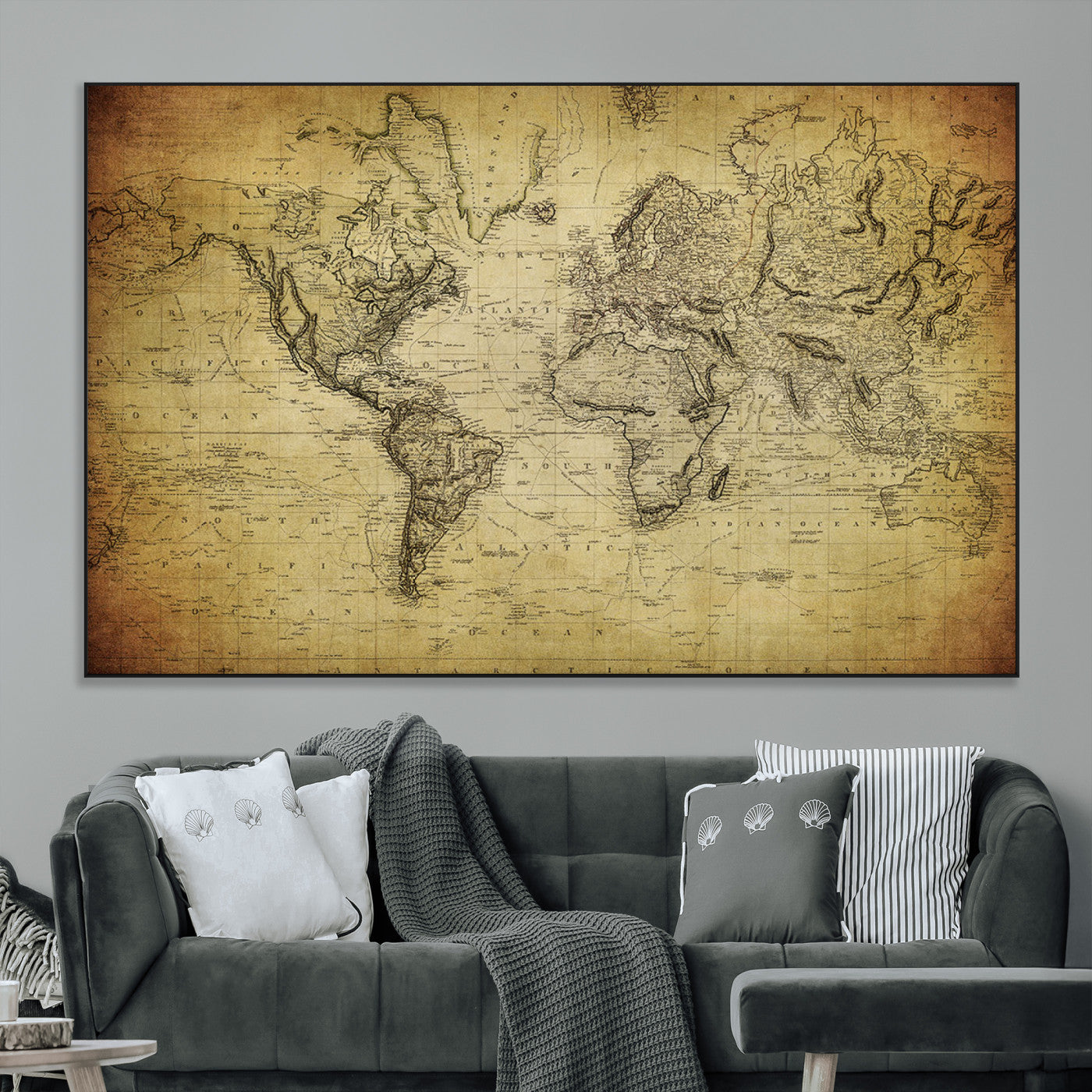SEG-FC-51X34_Oversize - Push Pin World Map Canvas Print – Framed Wall Art for Couples to Track Their Travels – Anniversary