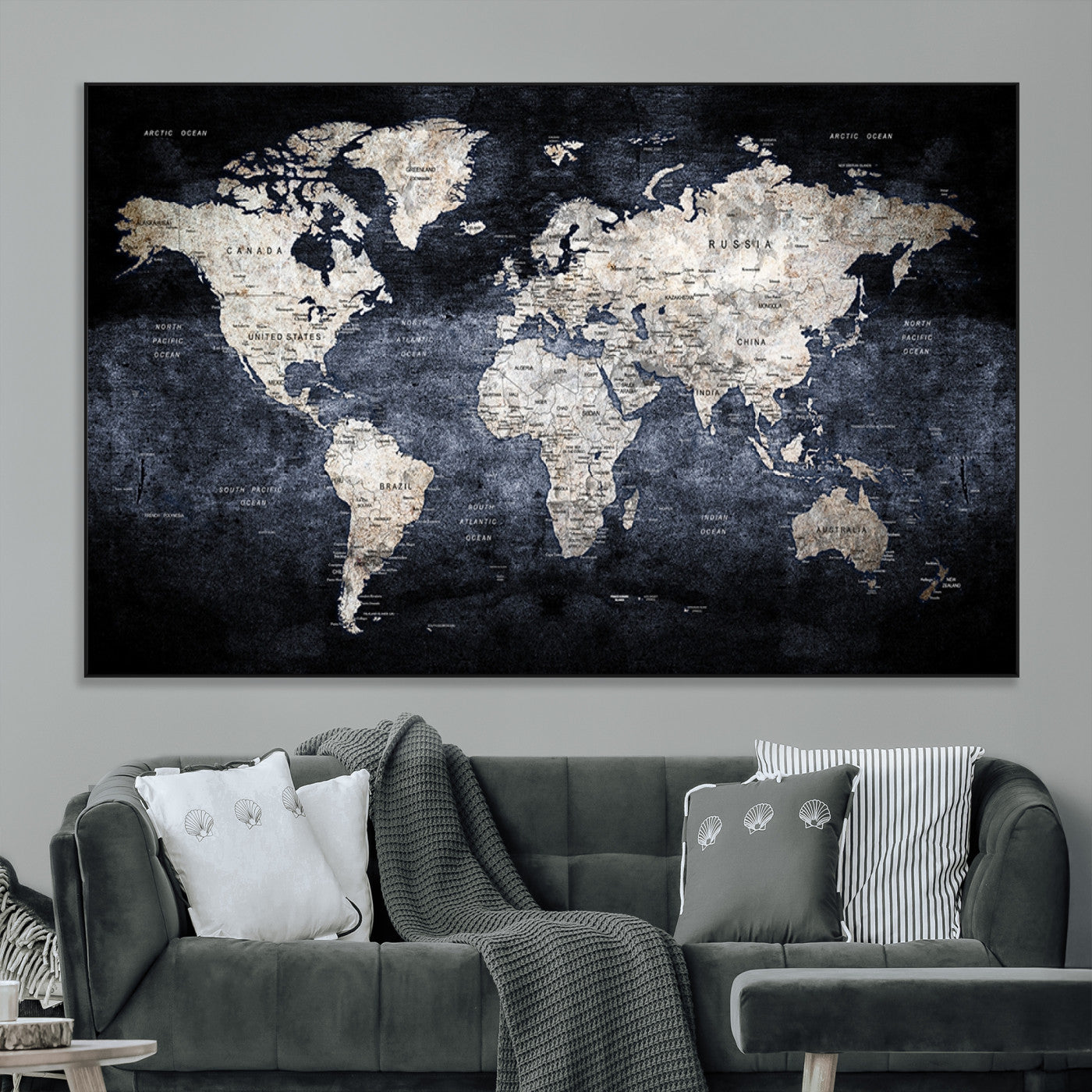 SEG-FC-51X34_Oversize - World Map Wall Art Canvas Print for Home and Office Decor