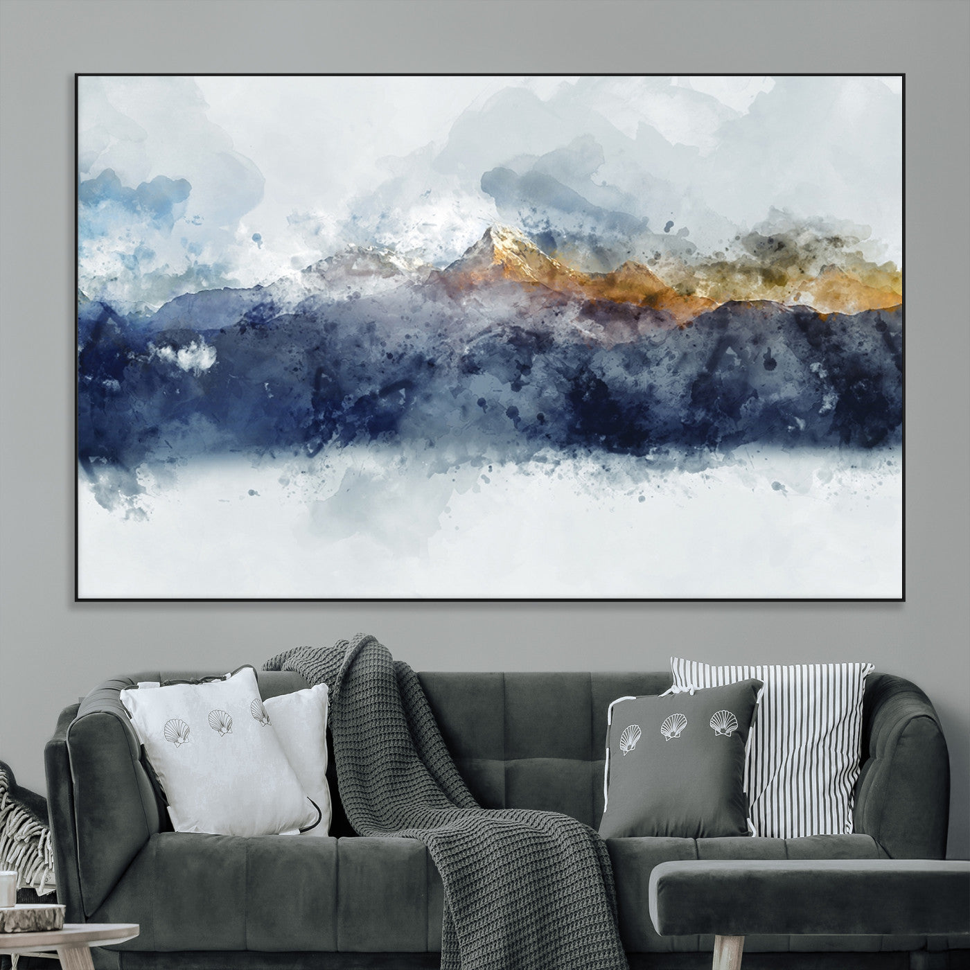89149-MGV-CV-36X24-Abstract Mountain Range Art Canvas Print | 3 Panel Watercolor Landscape for Living Room, Office, or Bedroom | Large Ready-to-Hang Artwork