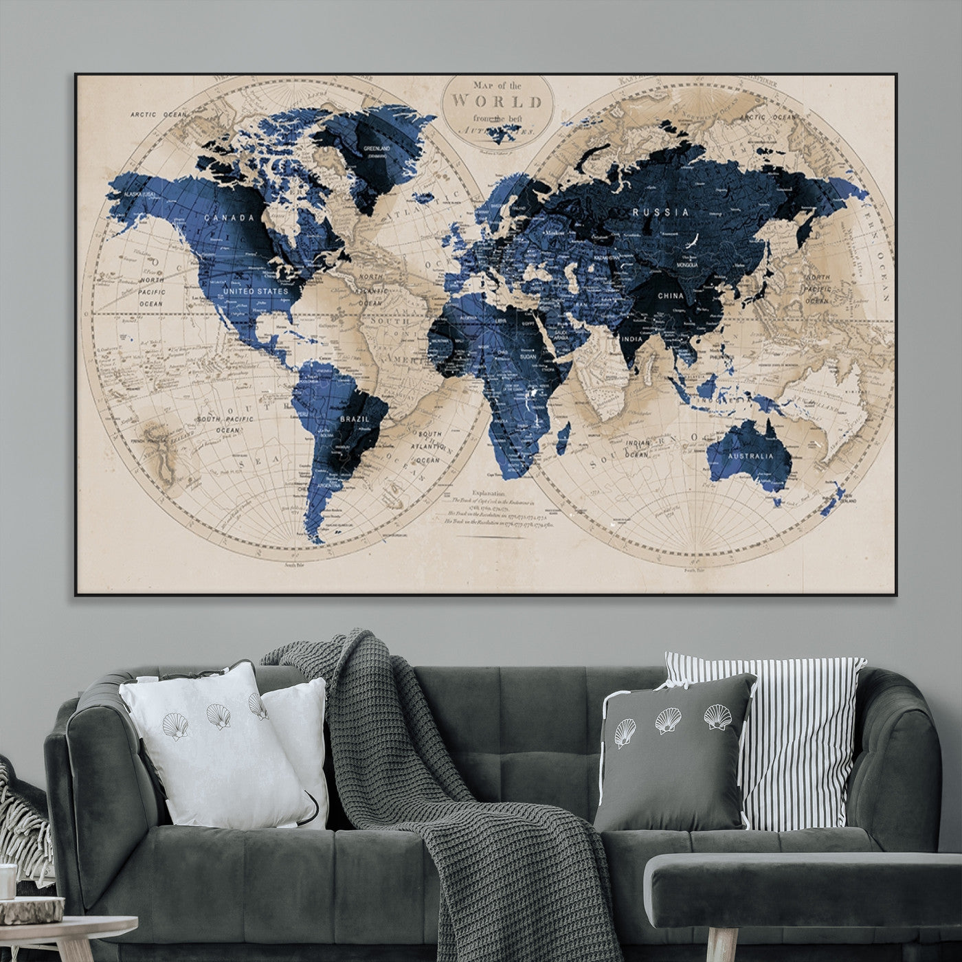 SEG-FC-51X34_Oversize - World Map Wall Art Canvas Print for Home and Office Decor
