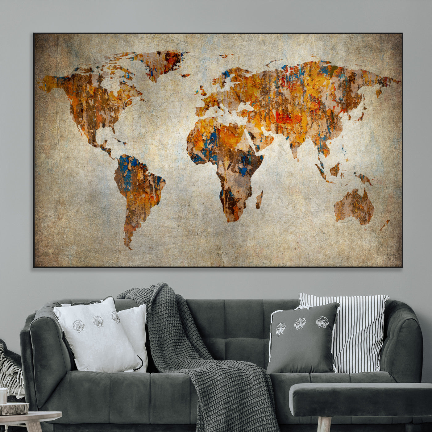 SEG-FC-51X34_Oversize - Push Pin World Map Canvas Print – Framed Wall Art for Couples to Track Their Travels – Anniversary