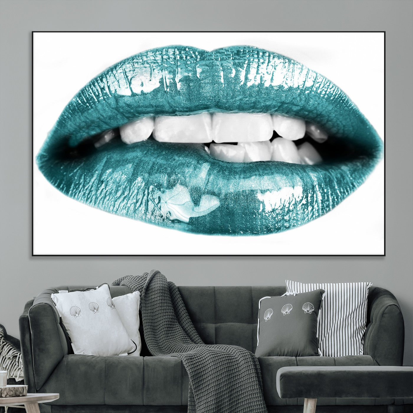 SEG-FC-51X34_Oversize - Blue Lips Wall Art Canvas Print