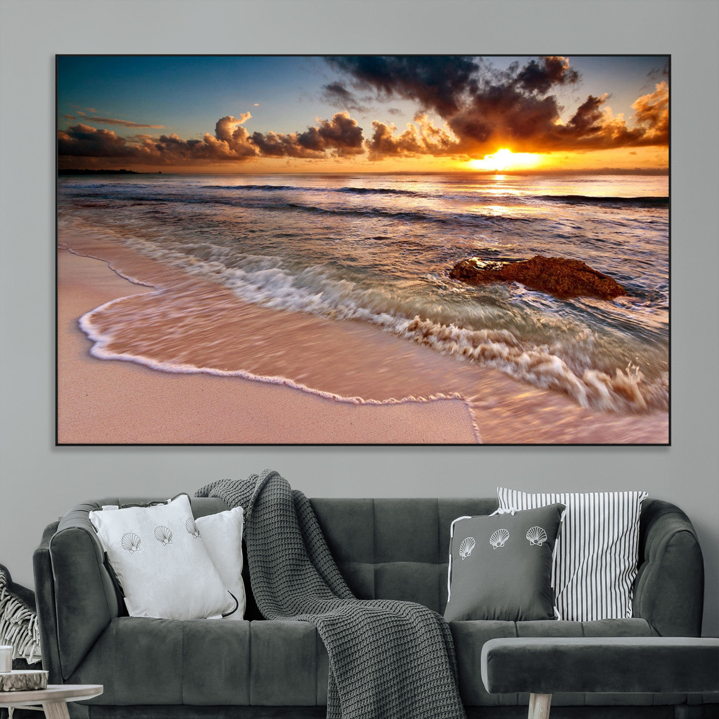 SEG-FC-51X34_Oversize - Sunset on Ocean Wall Art Canvas Print