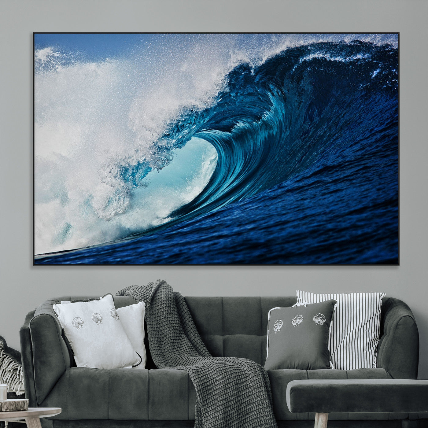 SEG-FC-51X34_Oversize - Ocean Wave at Sunset Canvas Art, Large Wall Print of Vibrant Water Waves, Coastal Art for Living