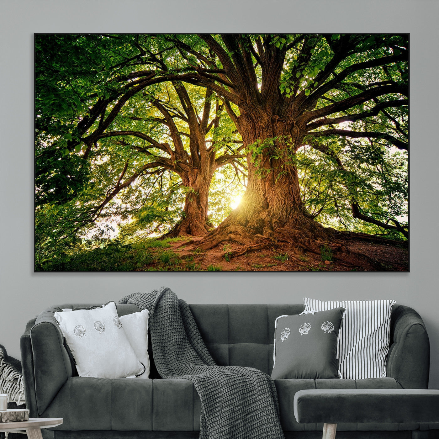 SEG-FC-51X34_Oversize - Majestic Ancient Tree Wall Art, NatureCanvas Print, Woodland Art, Tree of Life Artwork, Sunlit