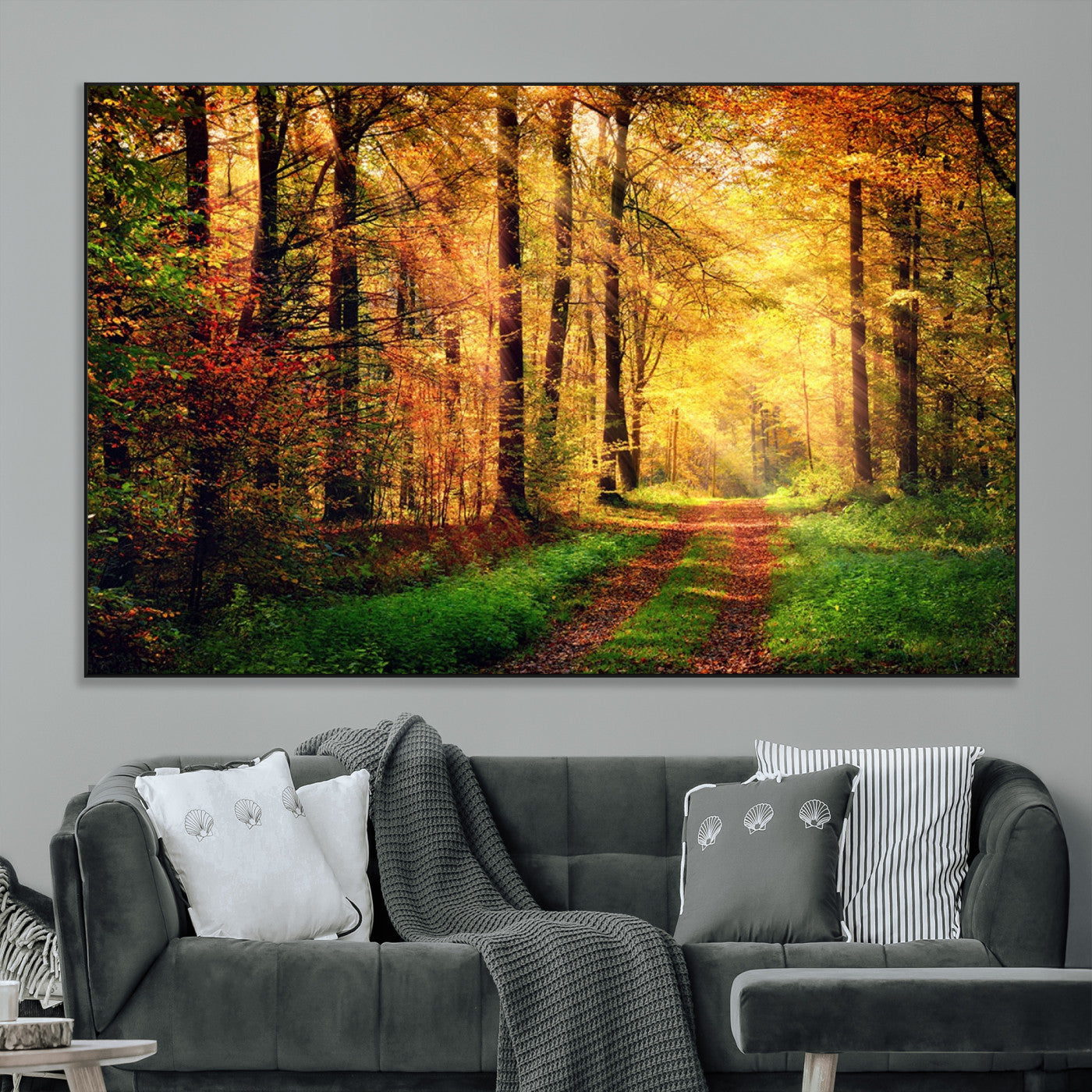 SEG-FC-51X34_Oversize - Forest Fall Wall Art Print - Sunlight Through Trees Wall Art Canvas Print