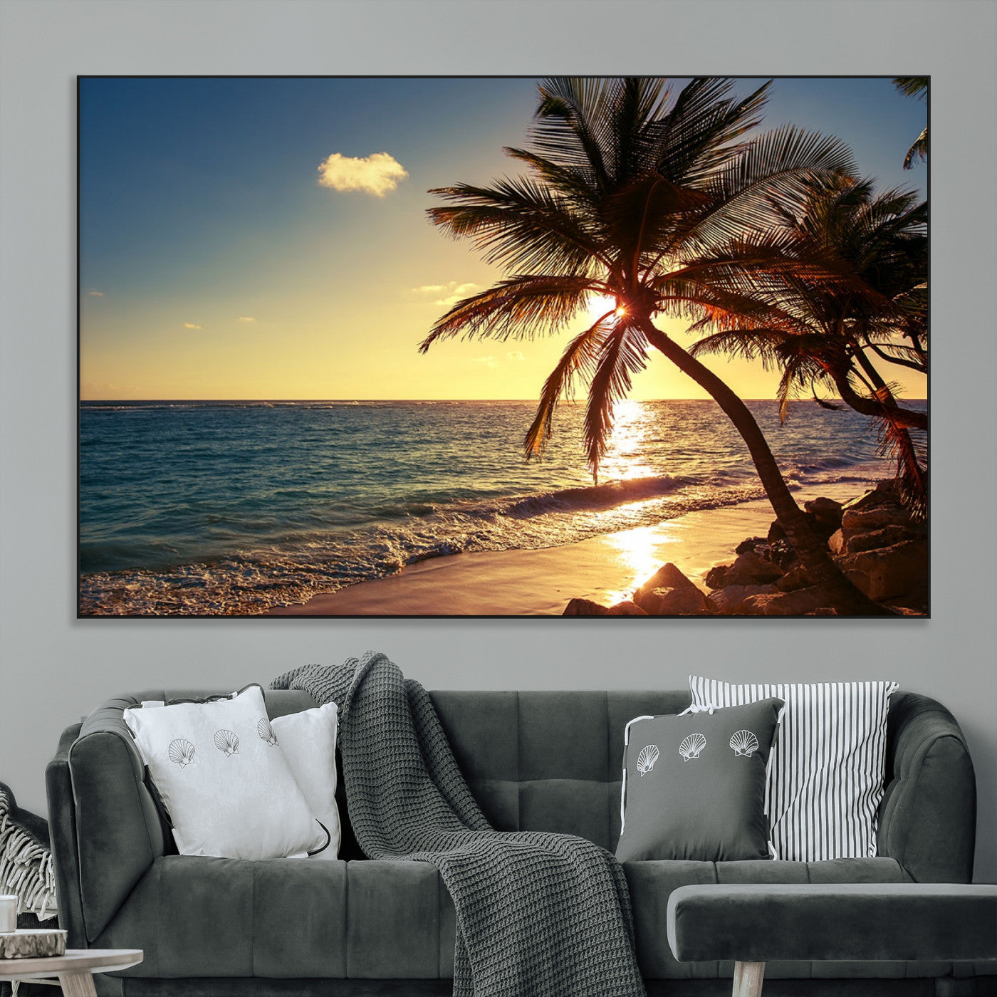 -Sunset Palm Trees Wall Art Canvas Print