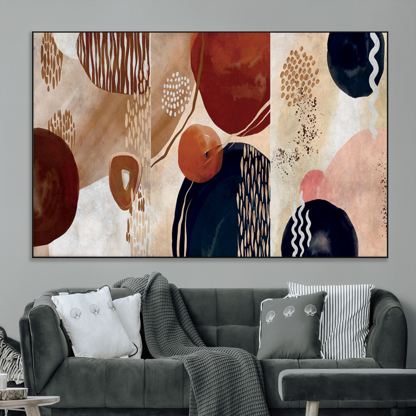 SEG-FC-51X34_Oversize - Boho Wall Art Canvas Print Set Mid-Century Prints Bohemian Wall Artwork Prints Boho Neutral