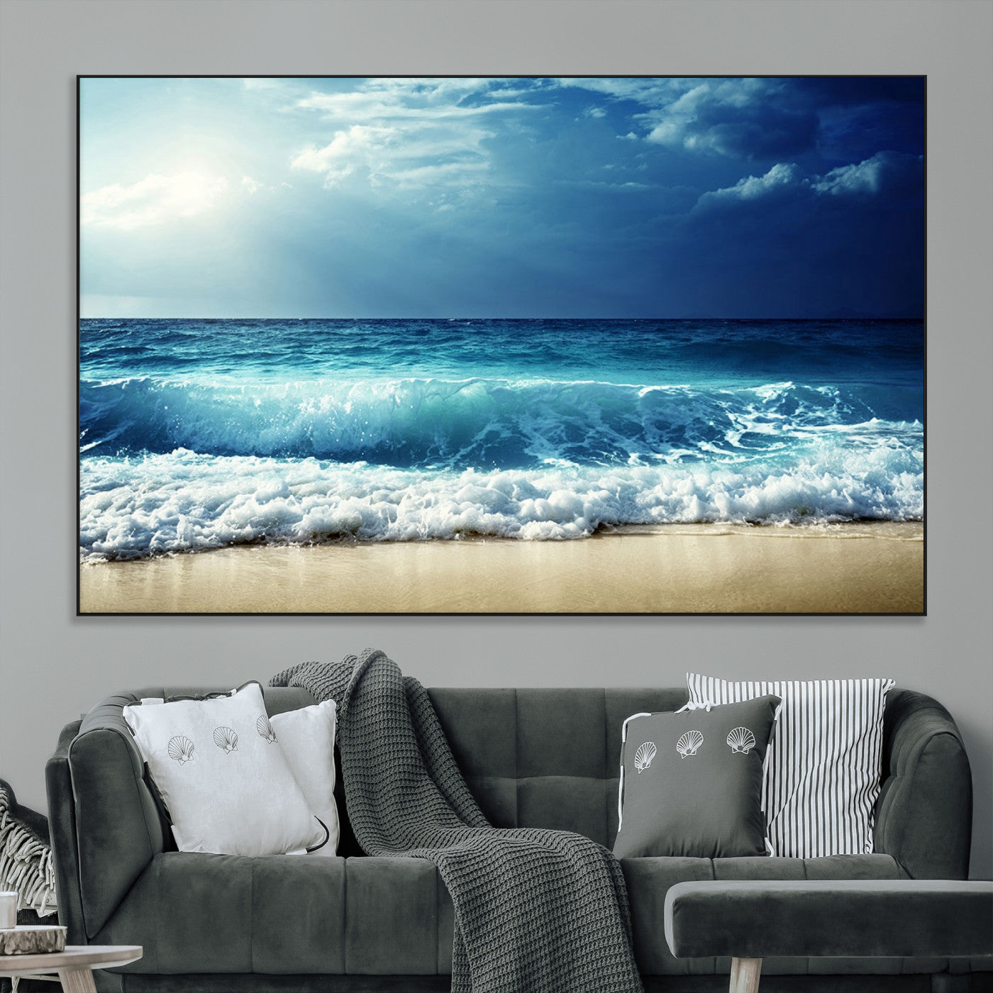 SEG-FC-51X34_Oversize - Majestic Ocean Wave Wall Art Canvas | 3 Panel Large Seascape Print for Living Room, Bedroom, Office
