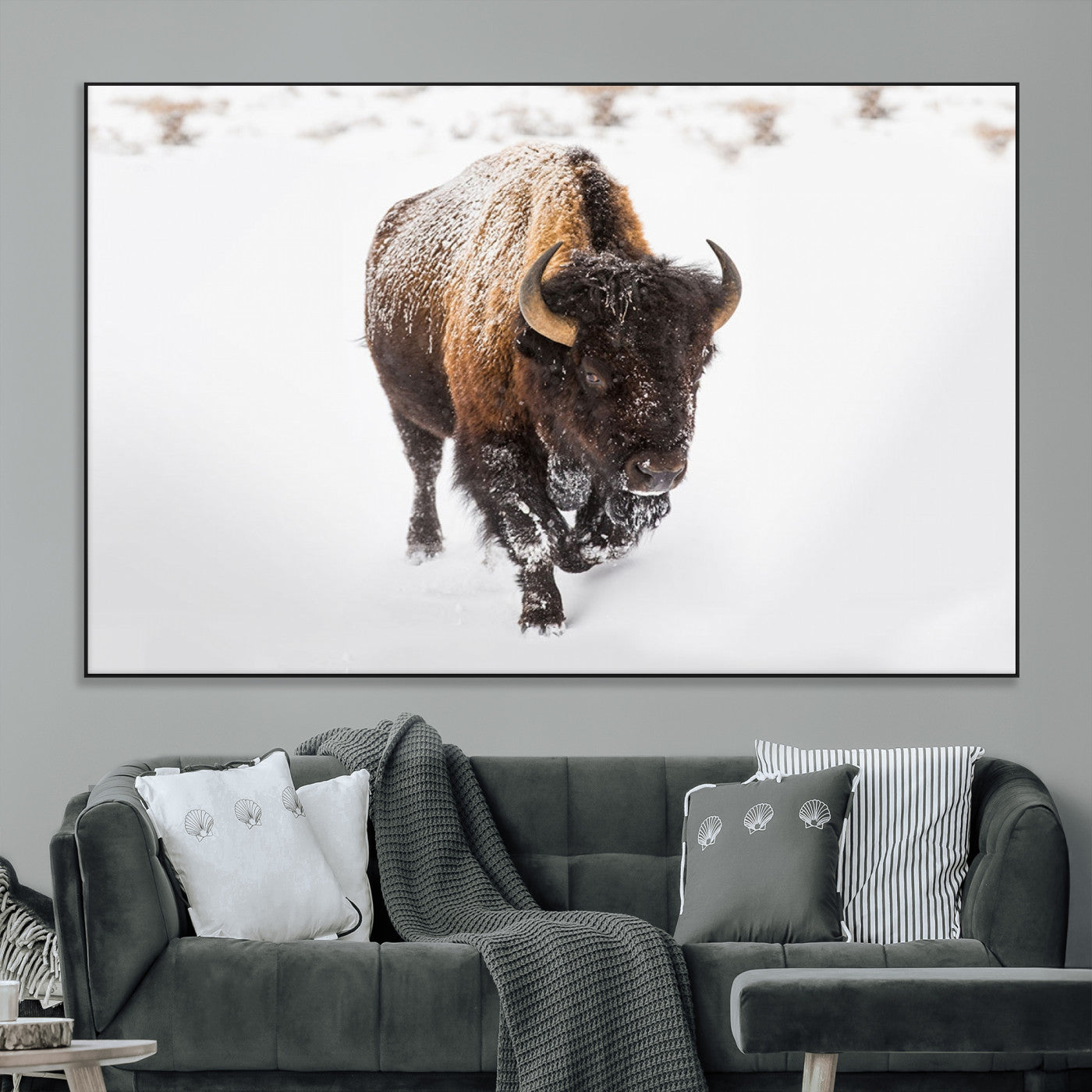 SEG-FC-51X34_Oversize - Bison Winter Wall Art Canvas Print For Farmhouse Decor