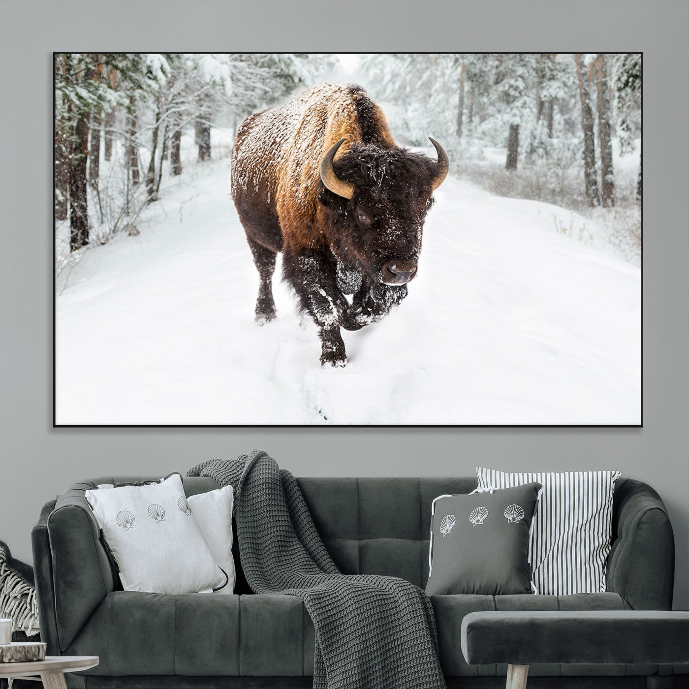 -Bison Wall Art Canvas Print For Farmhouse, Animal Canvas Print, Wild Animal Wall Art