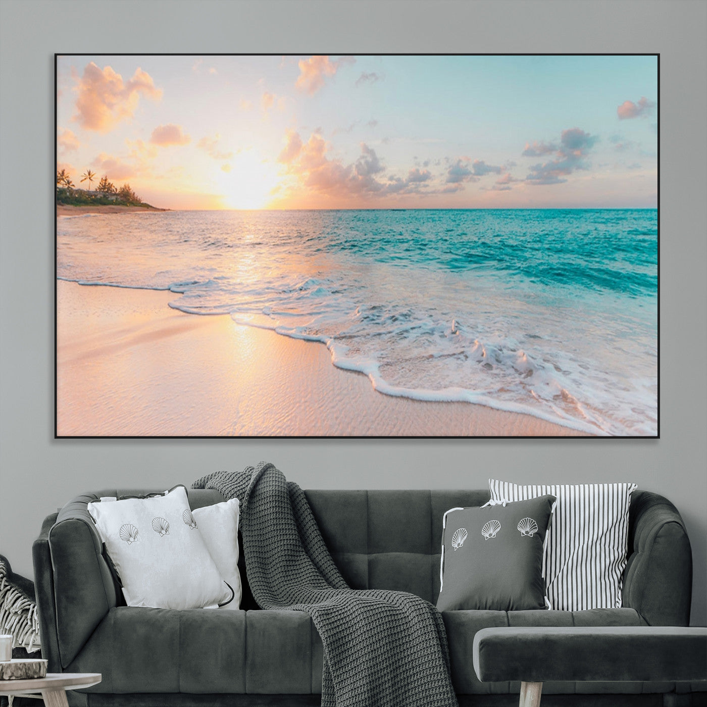 SEG-FC-51X34_Oversize - Beach Wall Art - Stunning Ocean Sunset Canvas Print with Coastal Design for Elegant and Relaxing