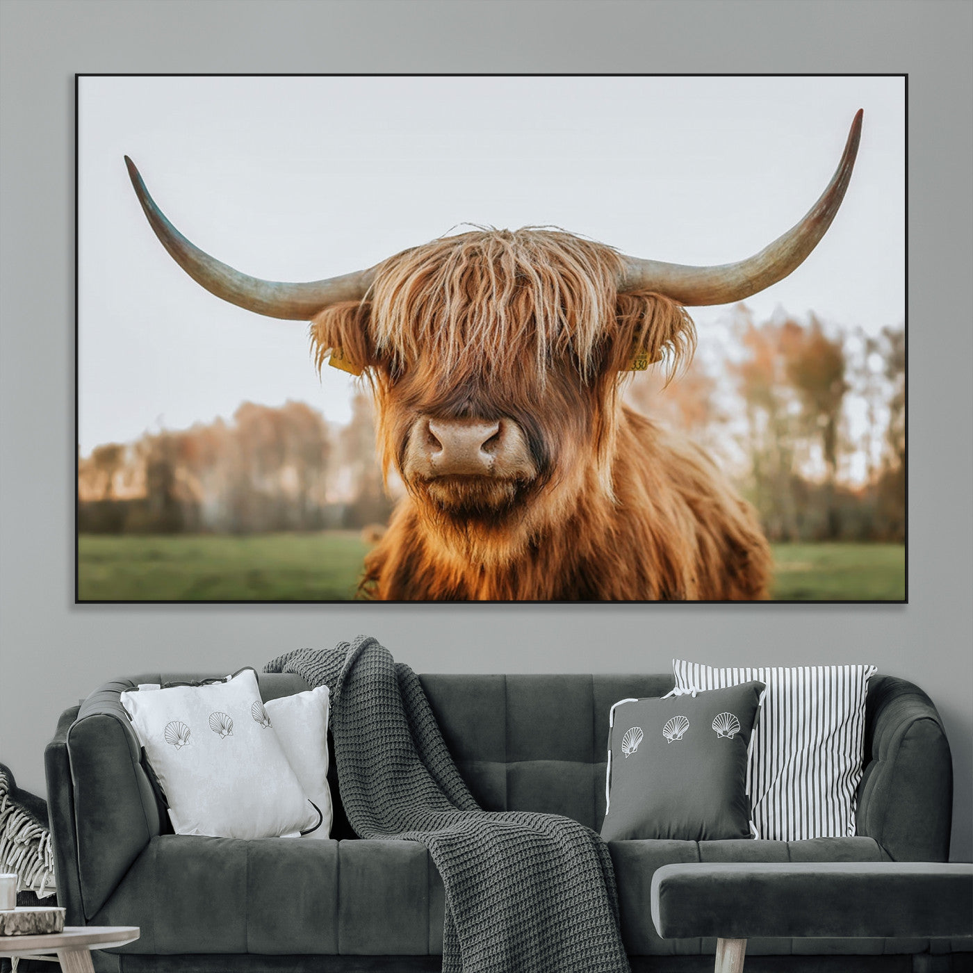 SEG-FC-51X34_Oversize - Highland Cow Animal Scottish Cattle Art Print Farmhouse Wall Art Canvas Print