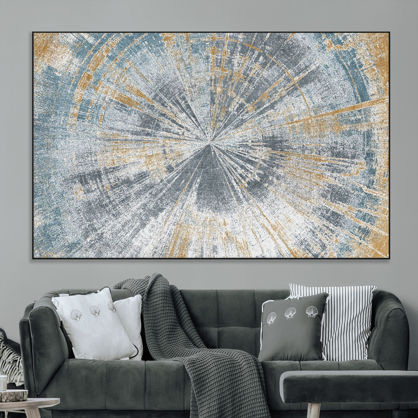 -Radiant Abstract Wood Rings Canvas Art – Modern Triptych Wall Decor for Living Room or Farmhouse