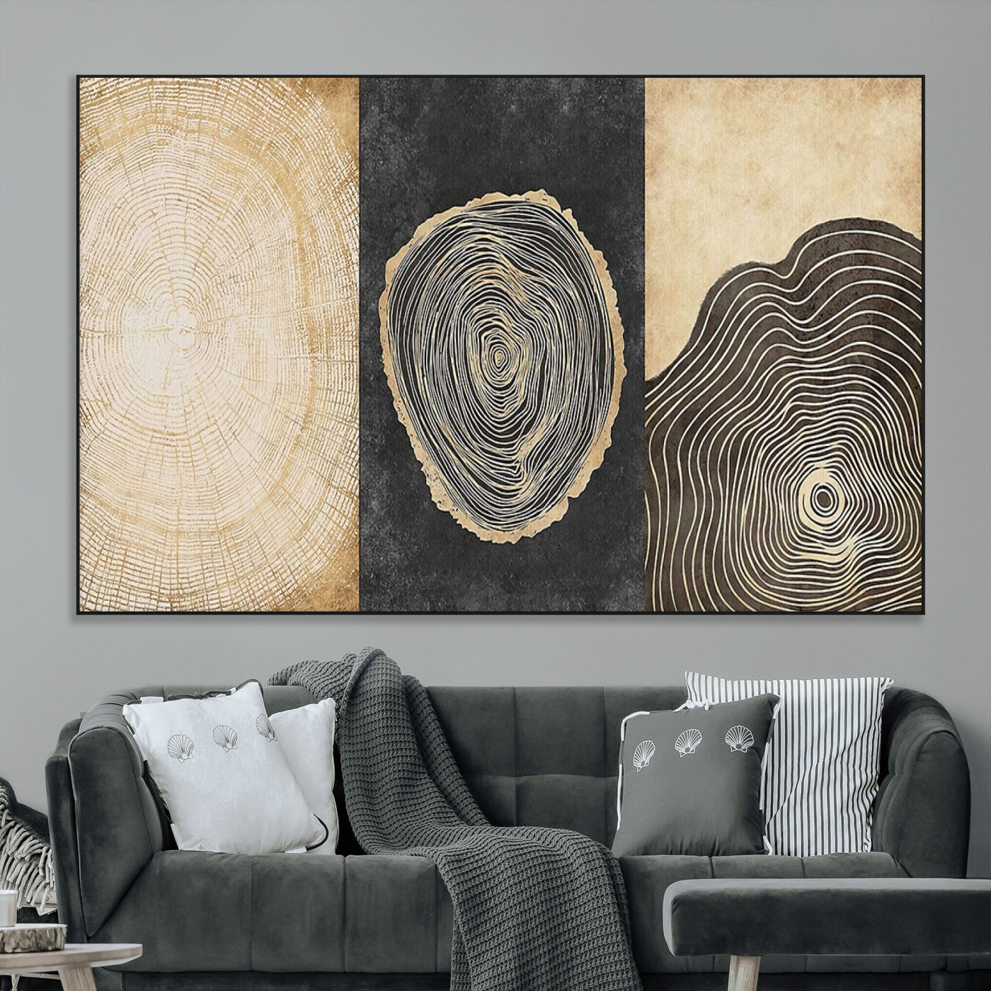 SEG-FC-51X34_Oversize - Tree Rings Canvas Wall Art Print – Minimalist Natural History in Modern Decor - Minimalist Boho Wall