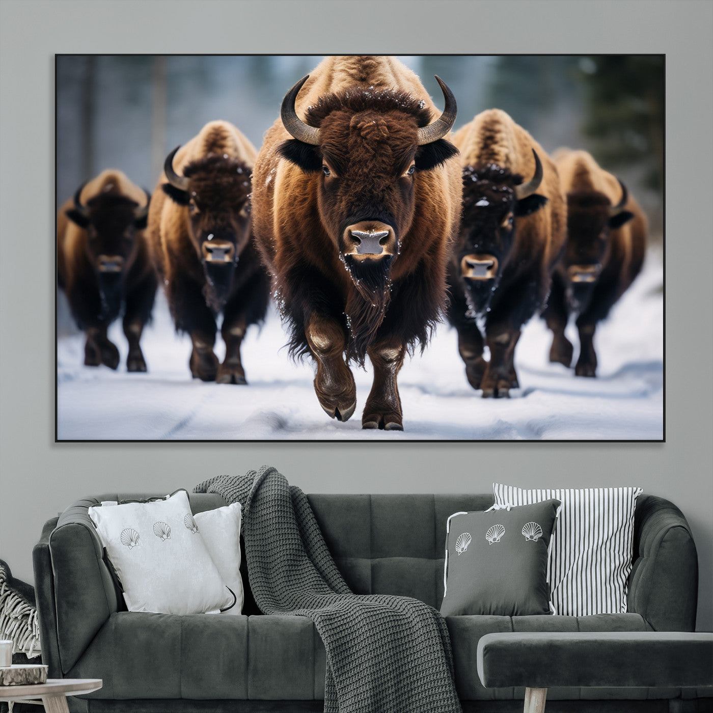 SEG-FC-51X34_Oversize - Buffalo Wall Art Canvas Print, American Bison Herd Wall Art Canvas Print - Bison Canvas Print