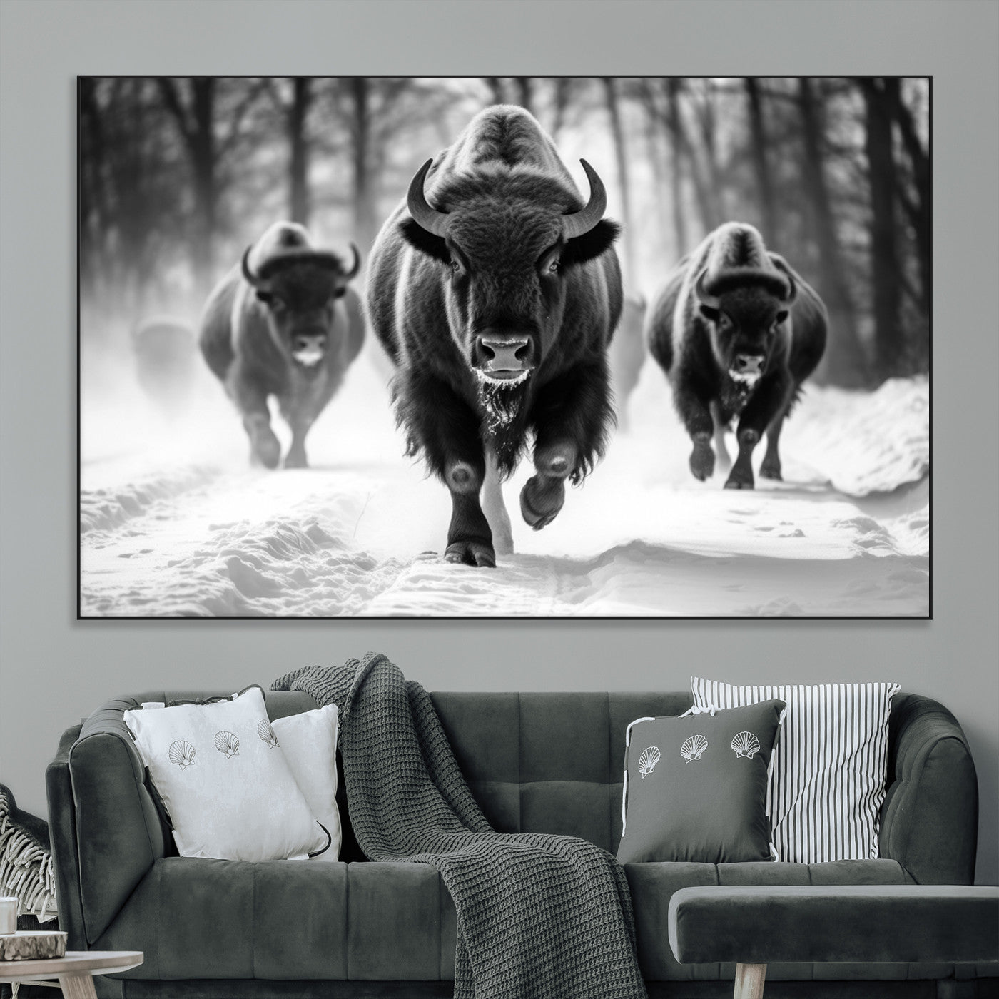 SEG-FC-51X34_Oversize - Buffalo Wall Art Canvas Print, Bison Family Wall Art Canvas Print