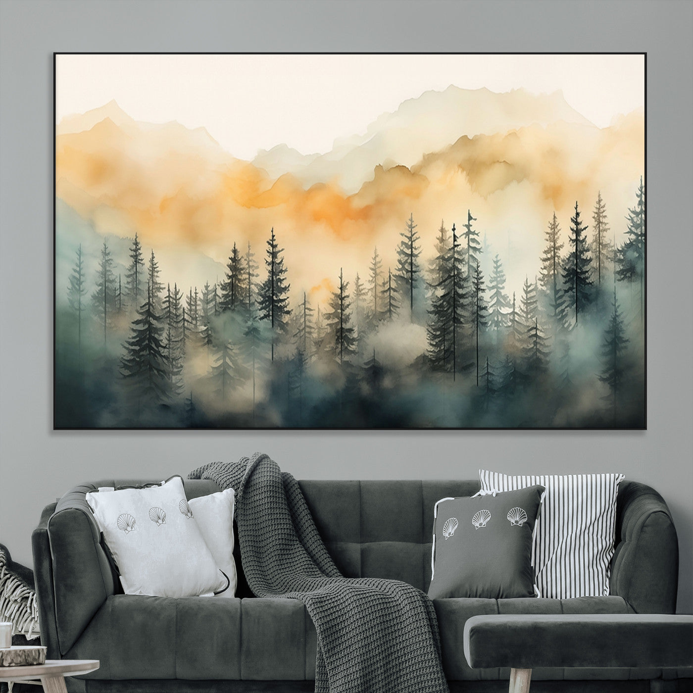 34155-MGV-CV-36X24-Abstract Forest Print - Mountain Wall Art | Autumn Landscape Canvas Print for Living Room, Bedroom, or Office | Large Wall Art Decor