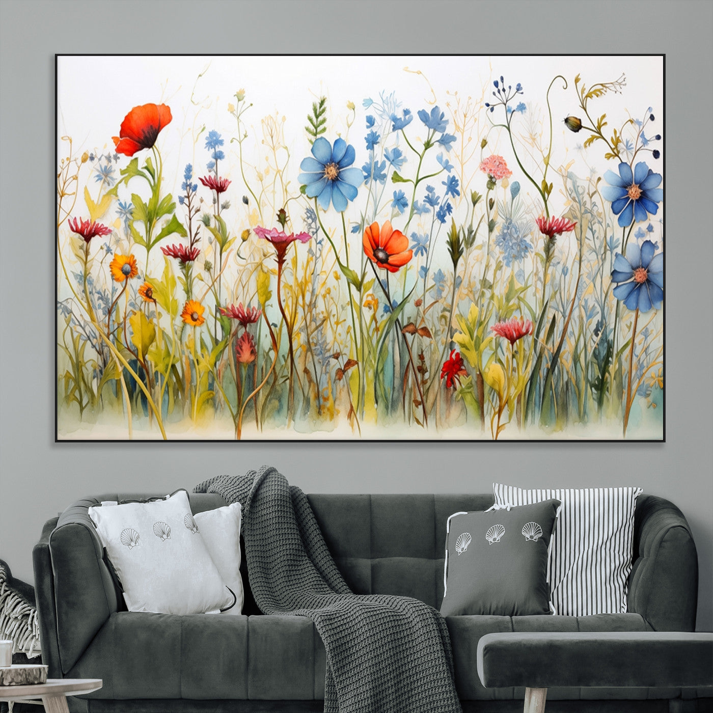 SEG-FC-51X34_Oversize - Colorful Wildflower Canvas Wall Art - Vibrant Floral Botanical Print, Bright Nature Decor for Living