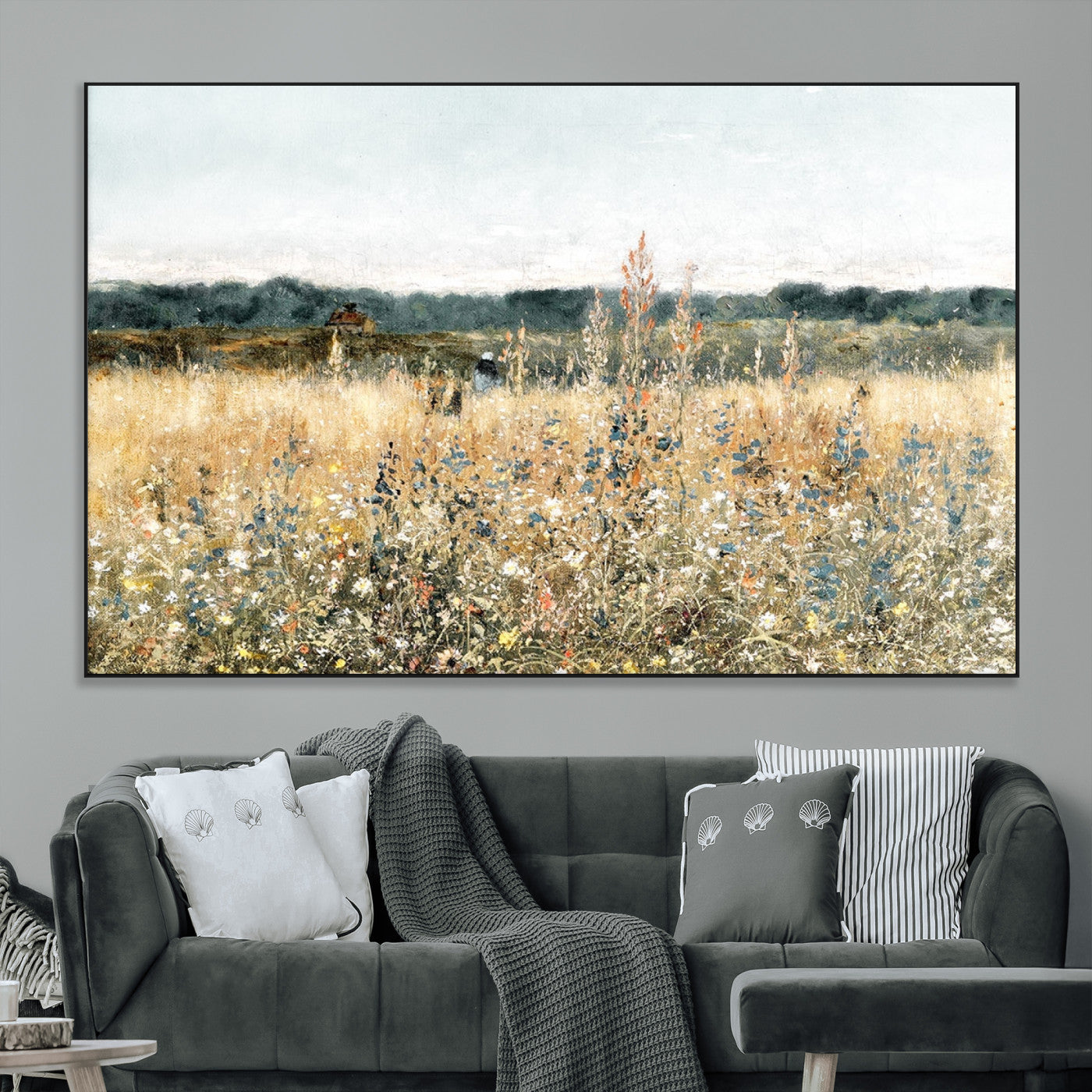 -Wildflower Field Wall Art Canvas | Nature-Inspired Landscape Canvas Print for Living Room or Office