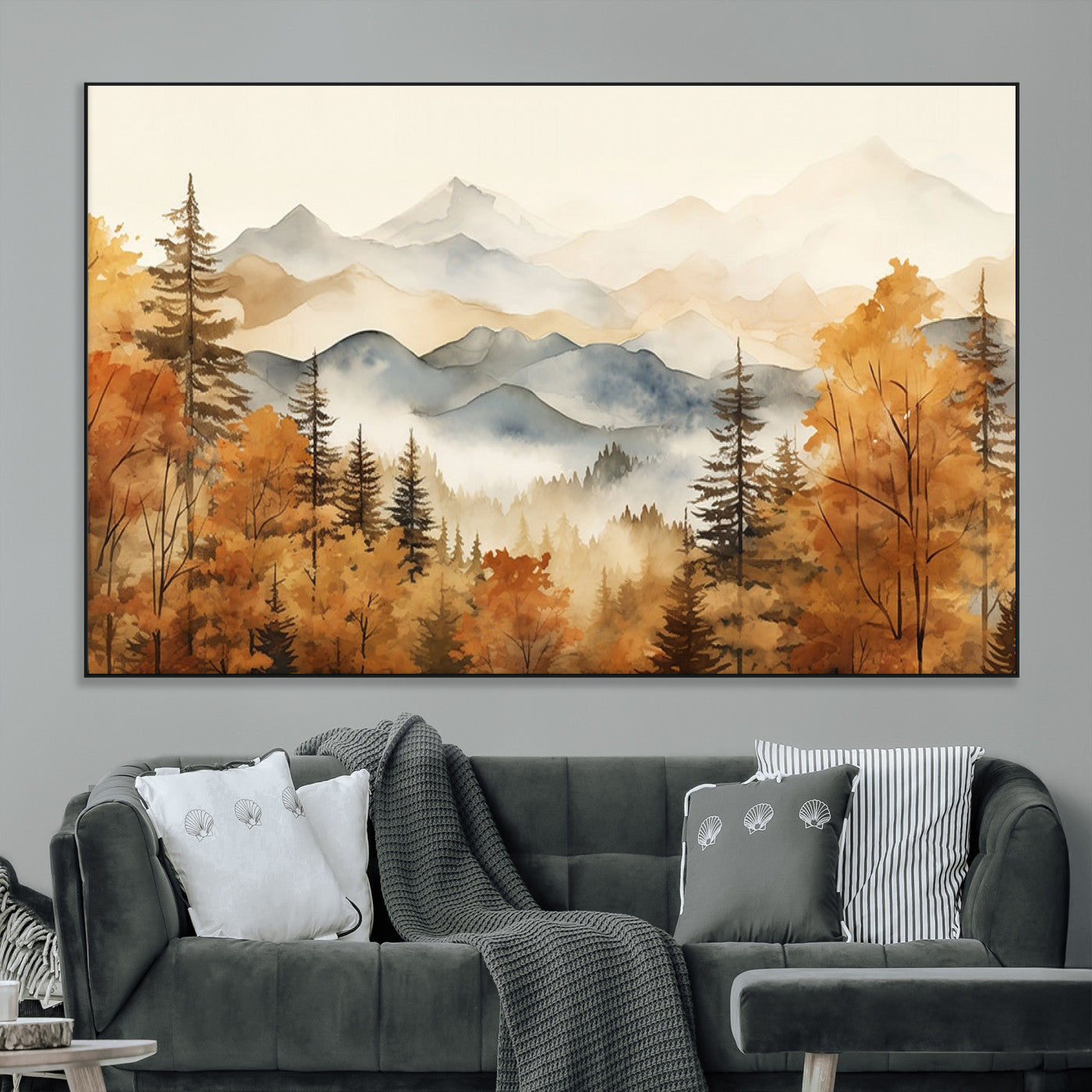 SEG-FC-51X34_Oversize - Golden Autumn Forest Wall Art Canvas | Mountain Landscape Canvas Print for Living Room or Bedroom |