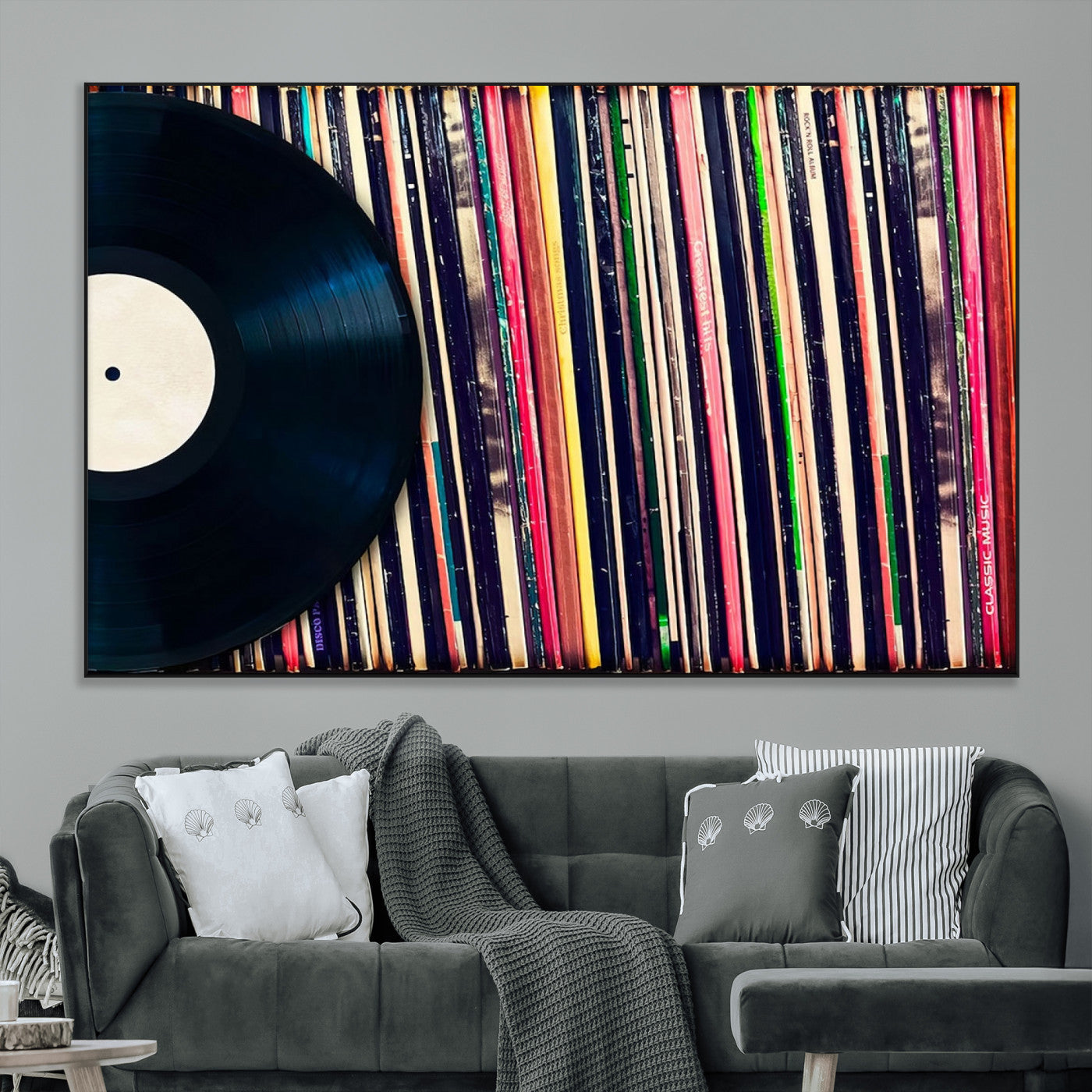 SEG-FC-51X34_Oversize - Vinyl Record and Album Collection Canvas Wall Art - Retro Music Decor, Vintage Vinyl, Vinyl Record