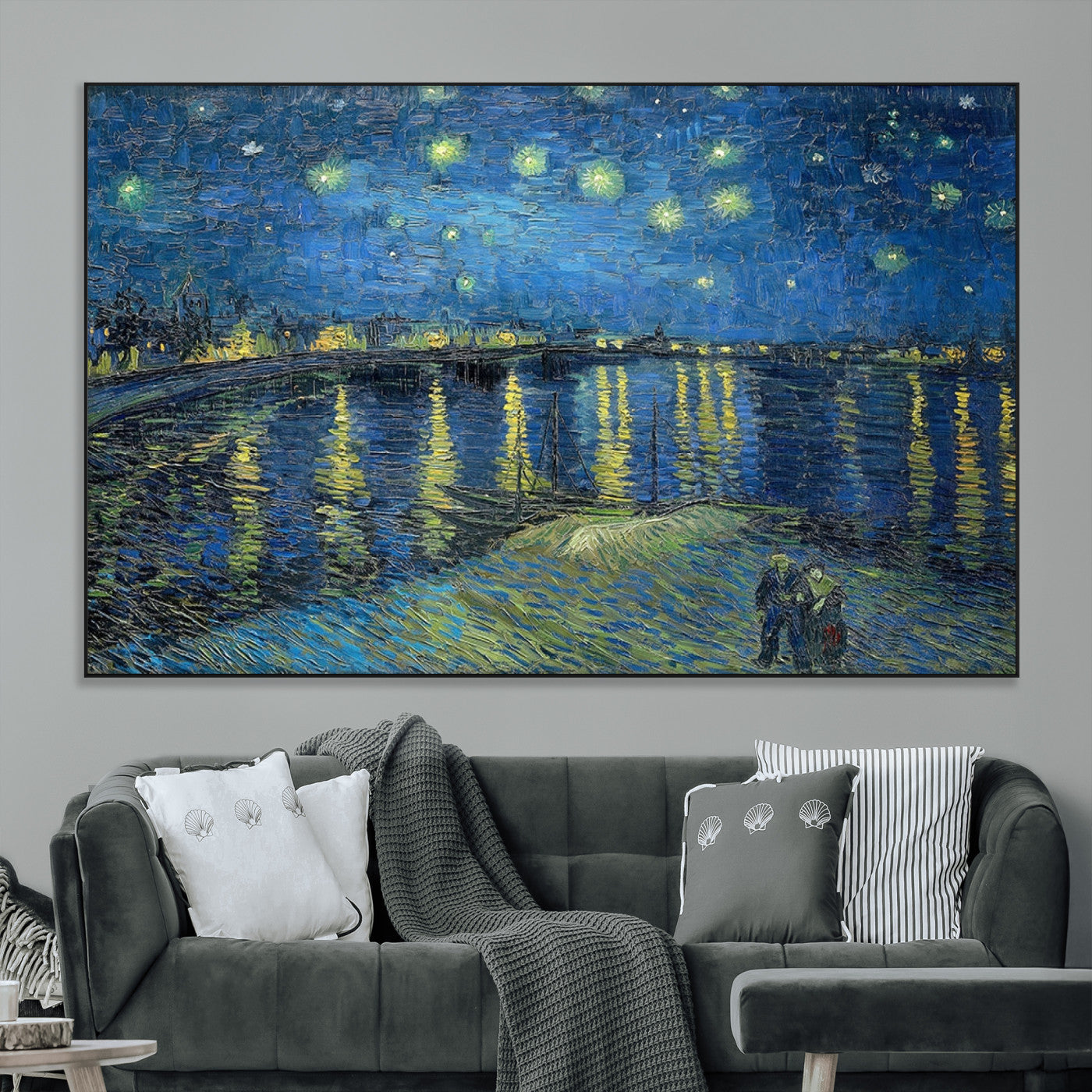 -Vincent van Gogh Starry Night over the Rhone Abstract Wall Art Canvas, Starry Night Canvas Print