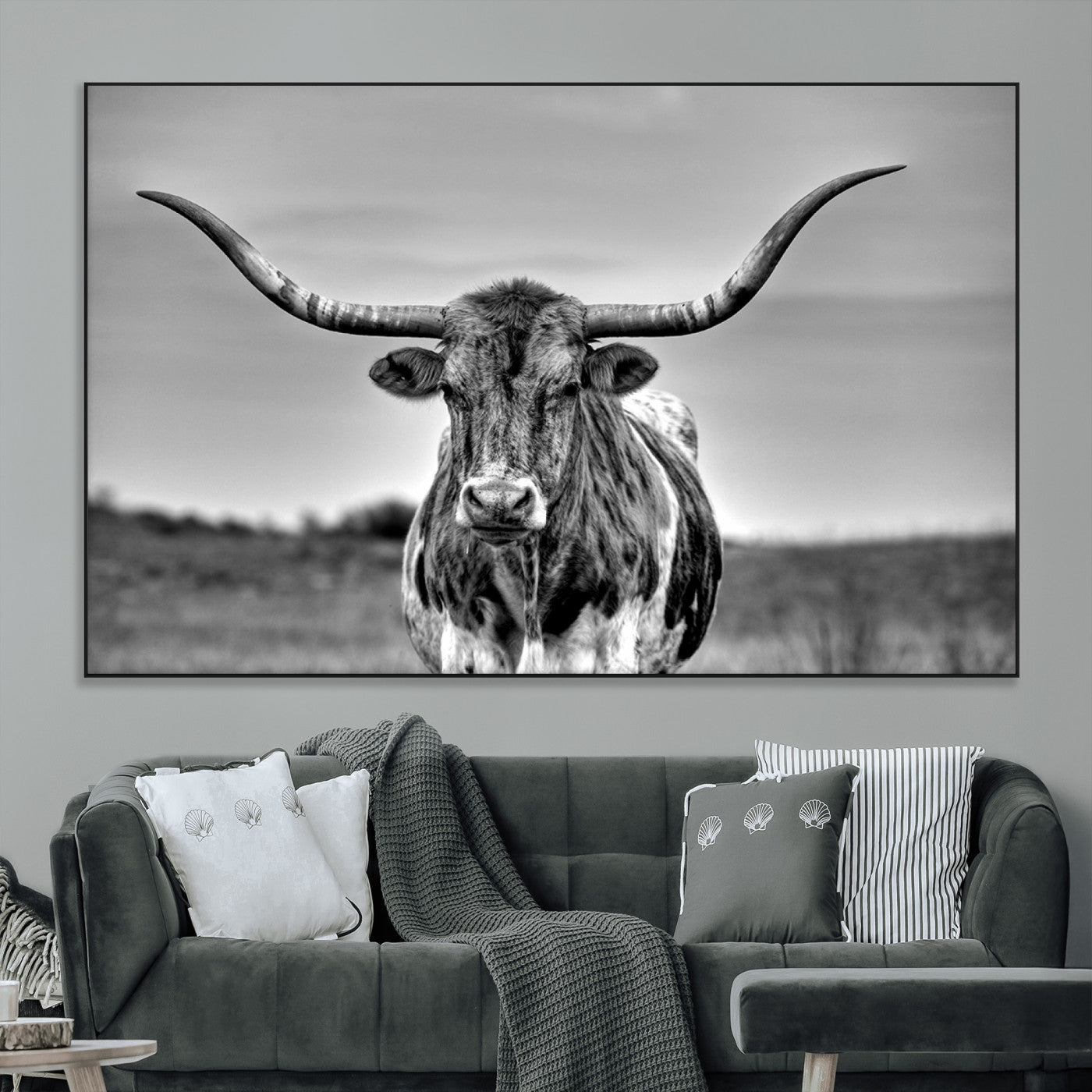 -Texas Longhorn Cow Wall Art, Texas Longhorn Canvas, Cattle Canvas Print