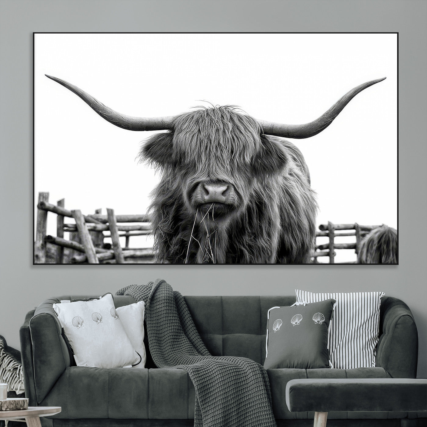-Longhorn Canvas Print, Bighorn Cow Wall Art Canvas Print