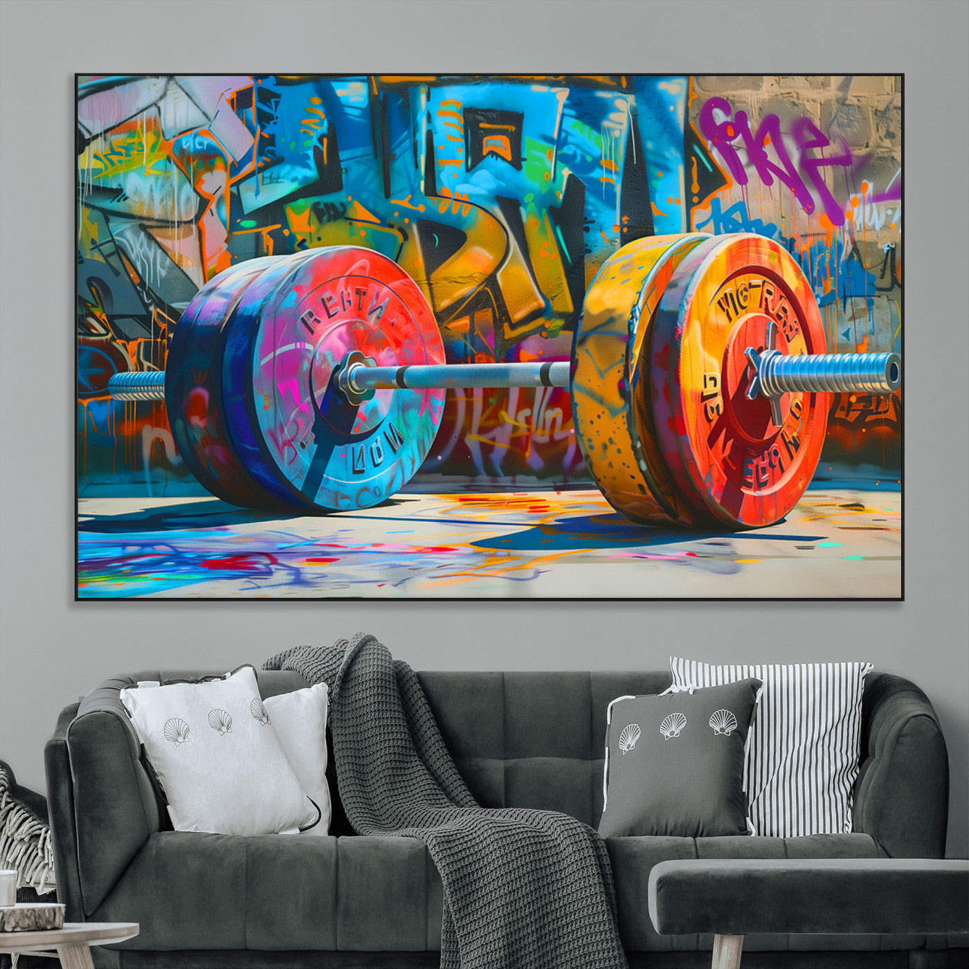 SEG-FC-51X34_Oversize - Fitness Gym Barbell Graffiti Wall Art Canvas Print