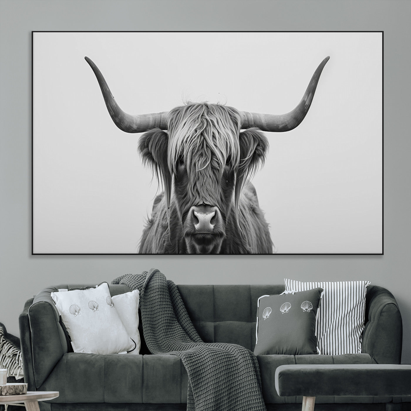 -Farmhouse Longhorn Wall Art Canvas Print, Longhorn Texas Wall Art Canvas Print