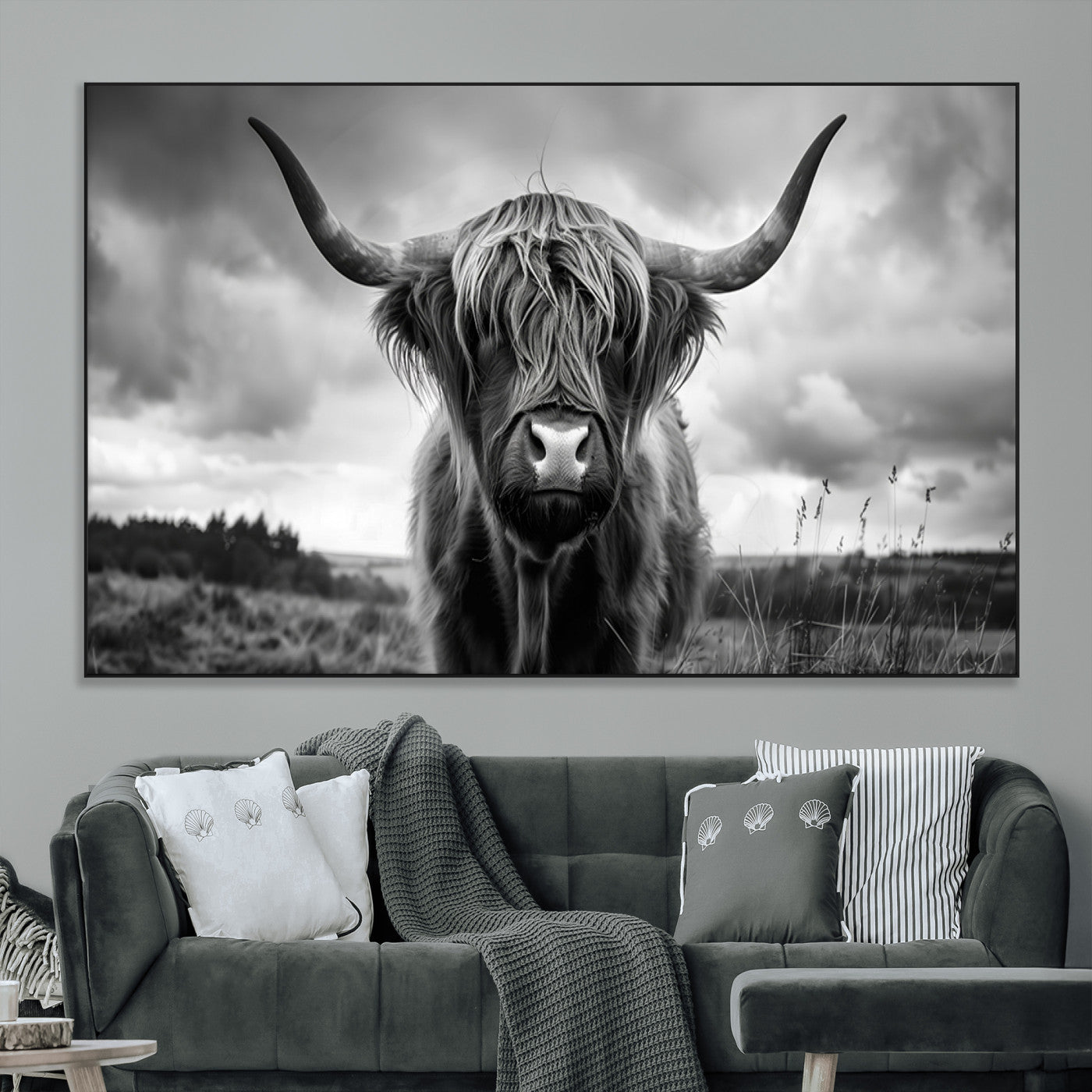 -Scottish Cow Wall Art Canvas Print | Longhorn Wall Art | Bighorn Animal Wall Art