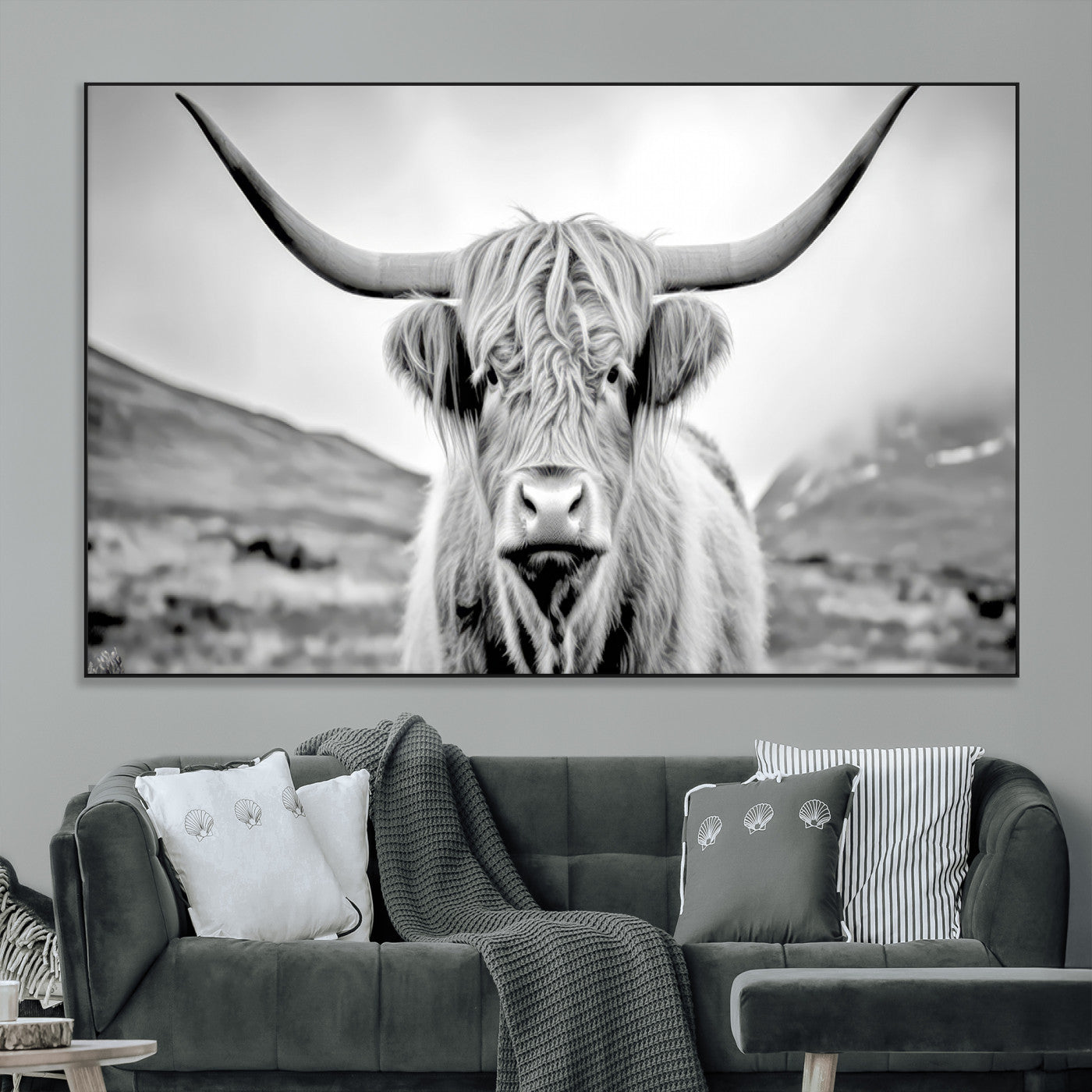 -Scottish Cow Wall Art Canvas Print