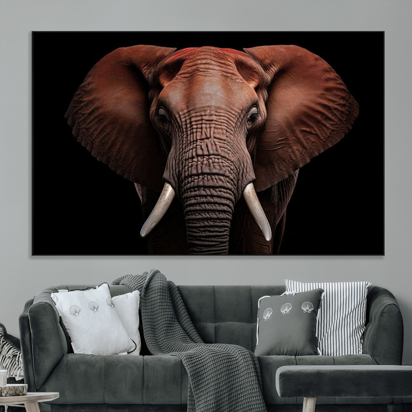 -Wild Elephant Wall Art Canvas Print, Africa Savannah Wild Animal Wall Decor Print
