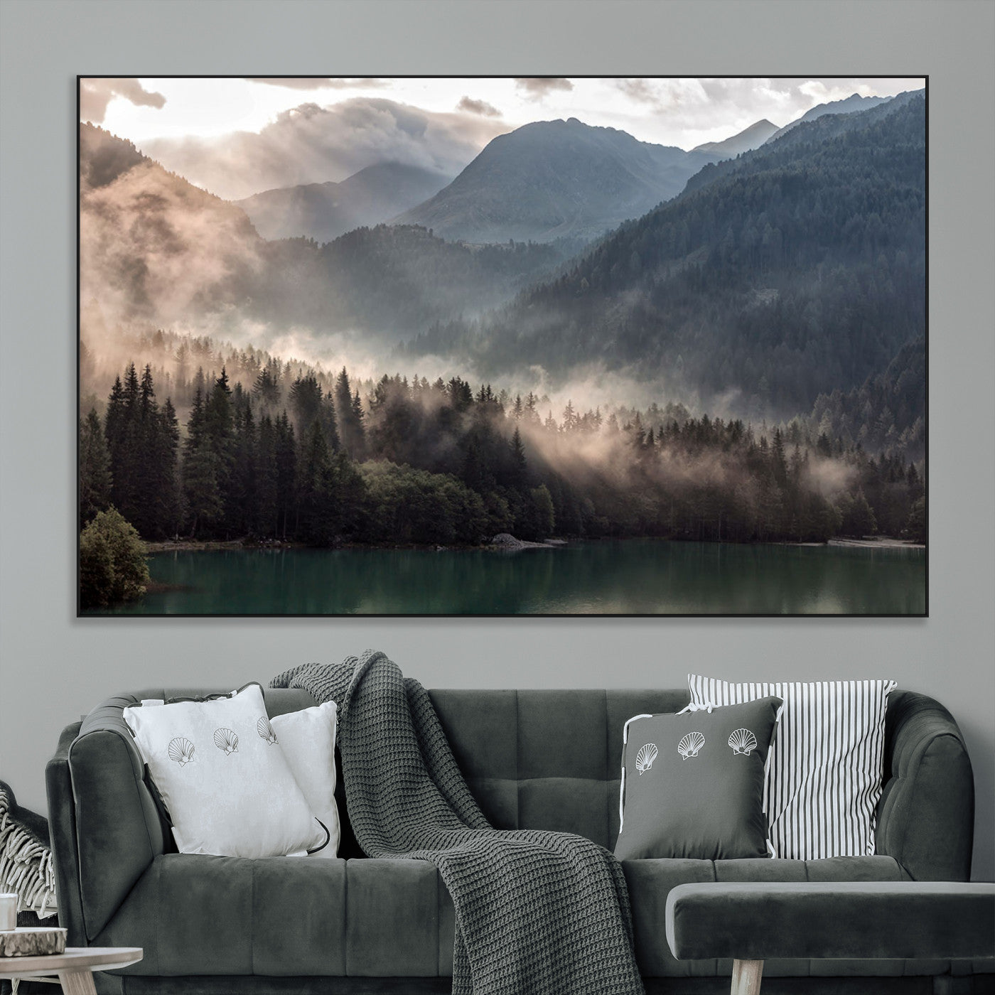SEG-FC-51X34_Oversize - Foggy Mountain Canvas Print Forest Wall Art