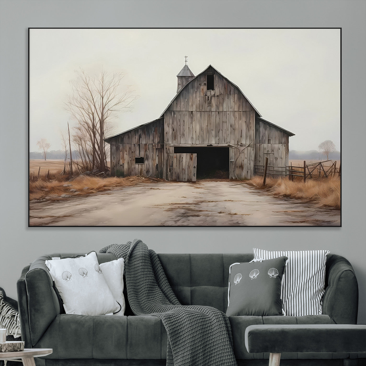 SEG-FC-51X34_Oversize - Farmhouse Rustic Barn Wall Art Canvas Print – Framed and Ready to Hang – Perfect Addition to