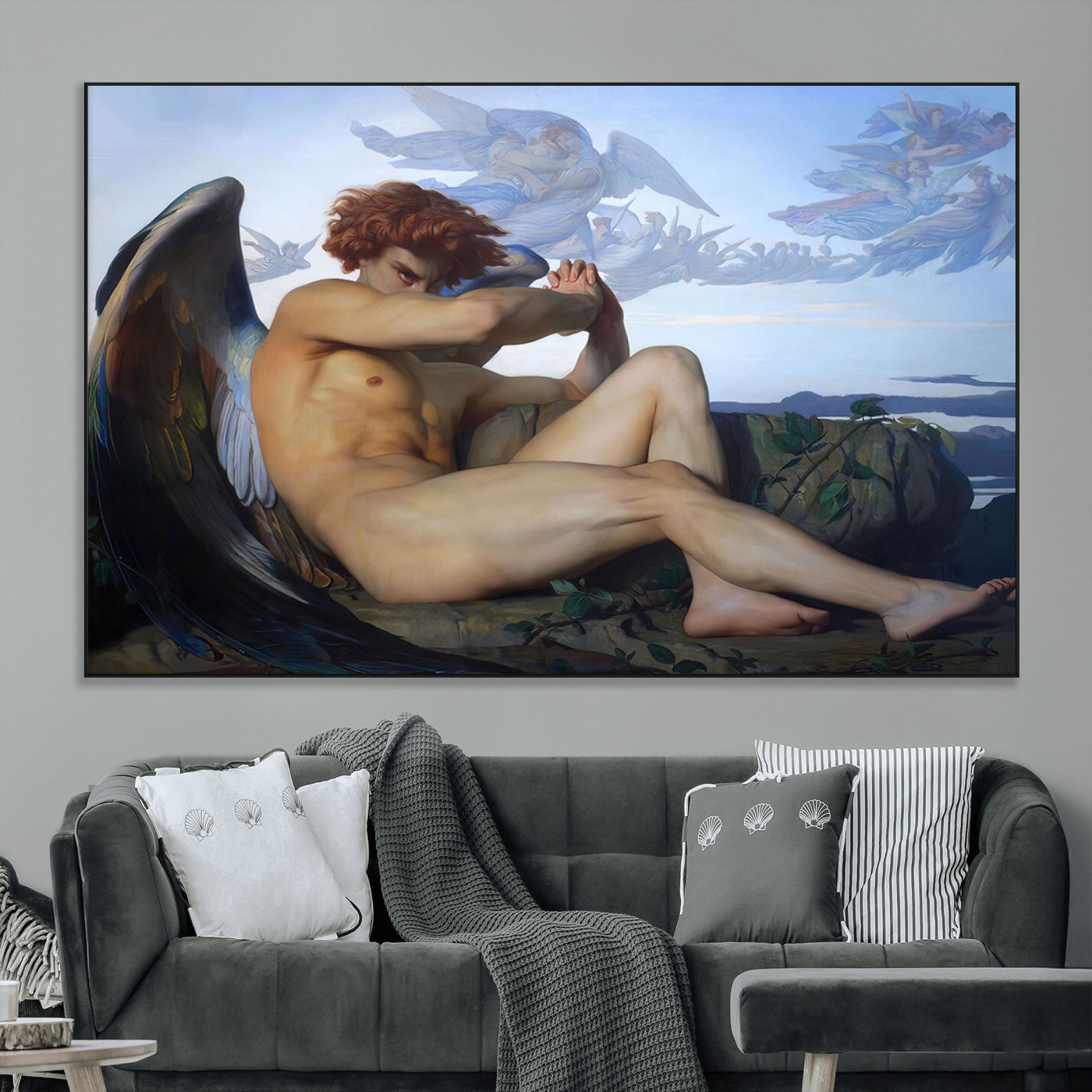 -Fallen Angel Wall Art Canvas Print – Classic Art, Framed, Ready to Hang - Alexandre Cabanel