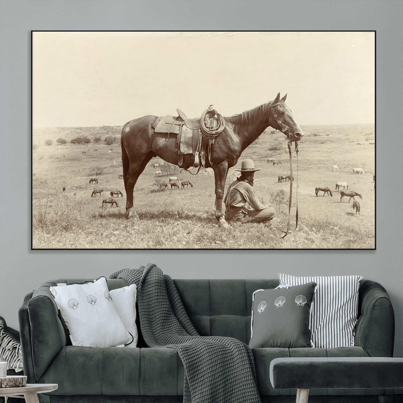 SEG-FC-51X34_Oversize - Cowboy Wall Art - Western Horse Canvas Print - Vintage Western Wall Art Canvas Print, Ready to Hang