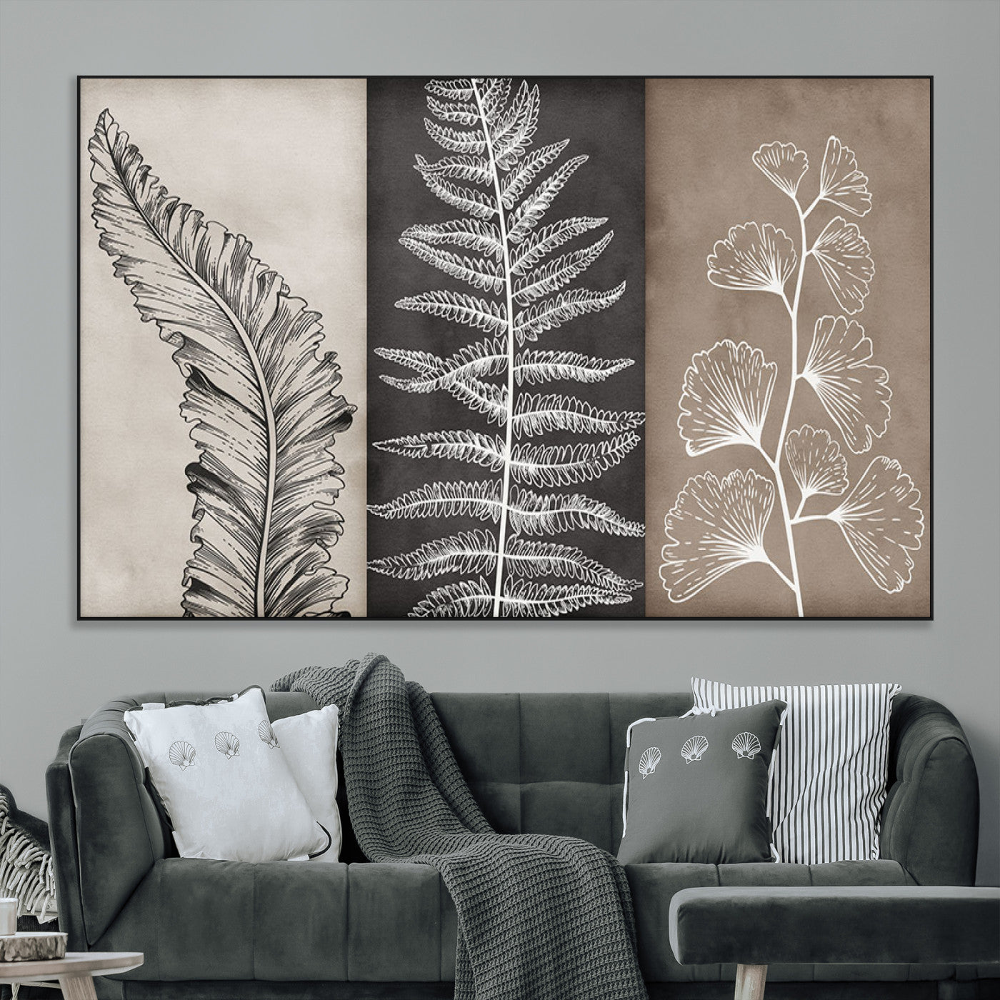 SEG-FC-51X34_Oversize - Minimalist Botanical Wall Art Canvas Print, Framed and Ready to Hang - Nature Art Print for Home