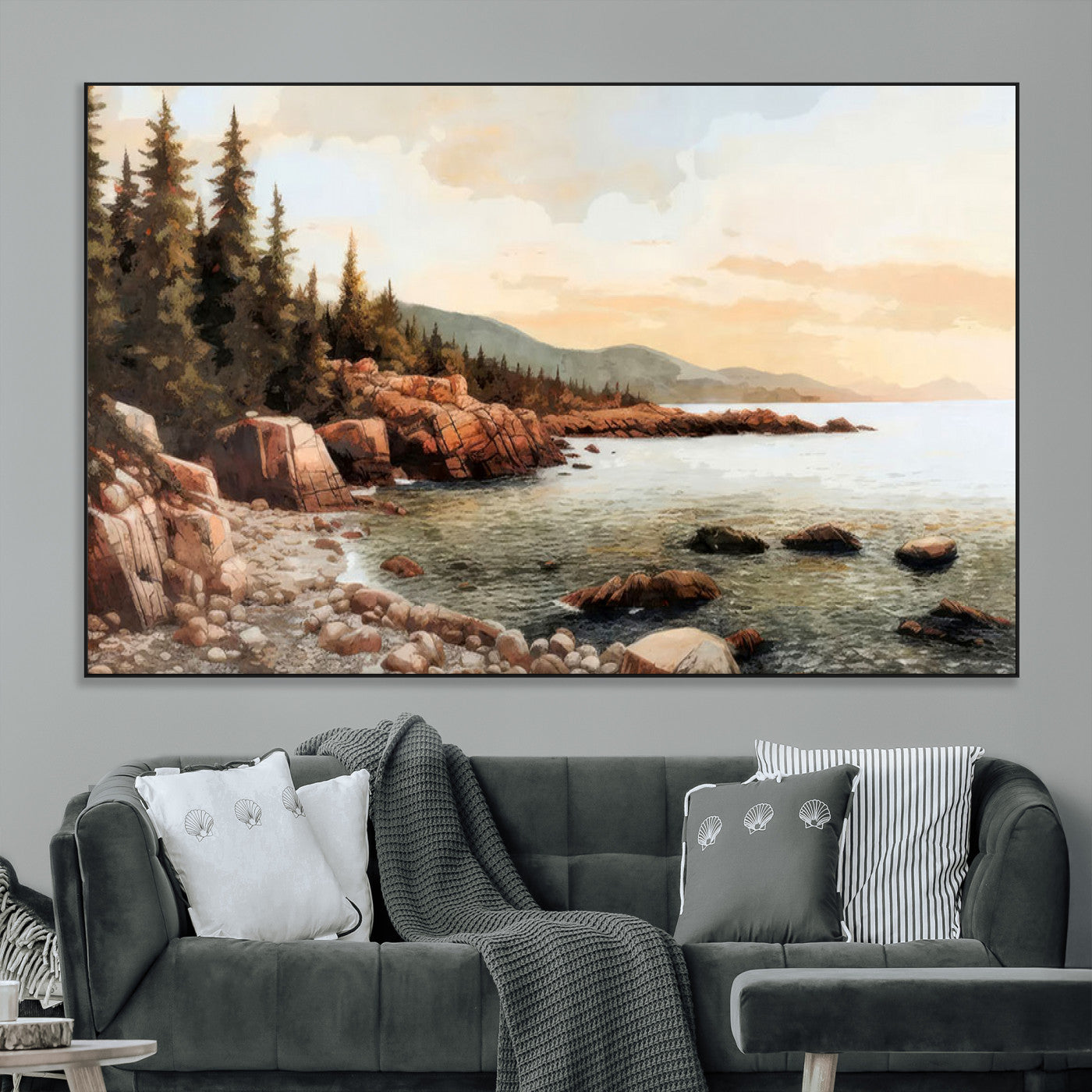 -Serene Coastal View of Acadia National Park Wall Art - Stunning 3-Panel Wall Art Canvas Print,