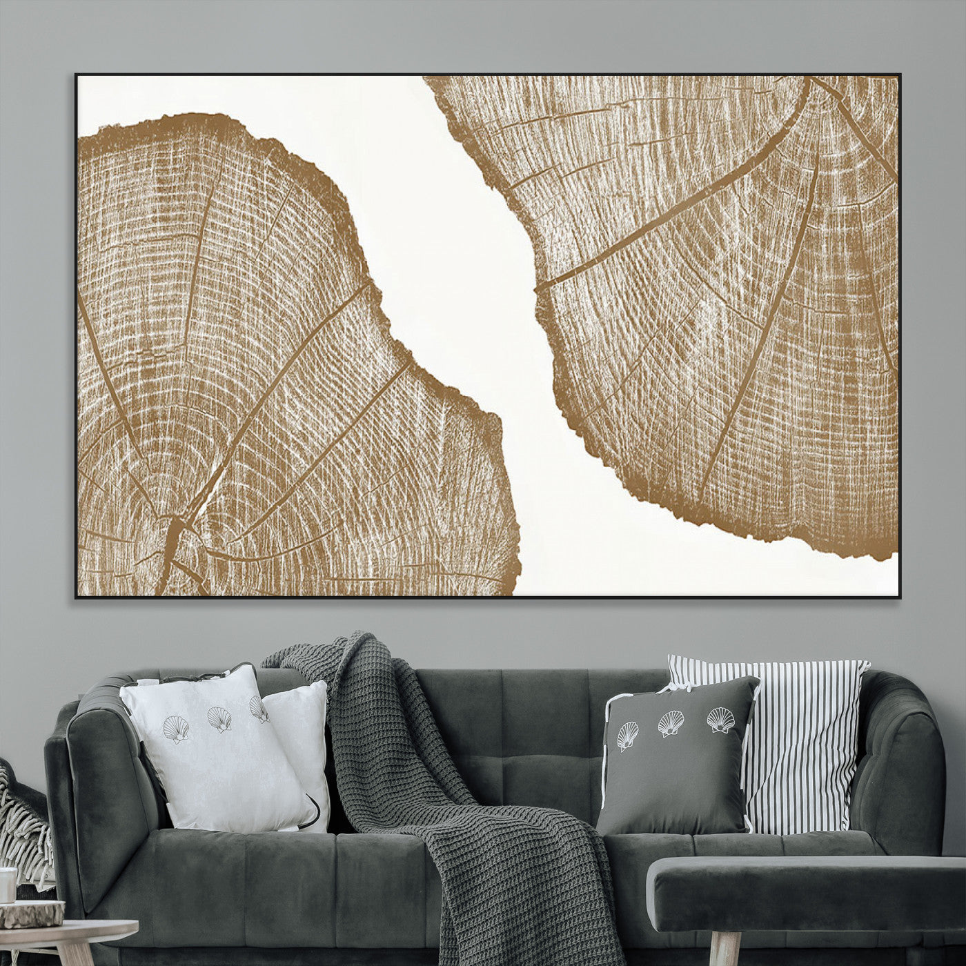 -Rustic Brown Tree Ring Wall Art Canvas Print – Framed and Ready to Hang – Elegant Nature-Inspired