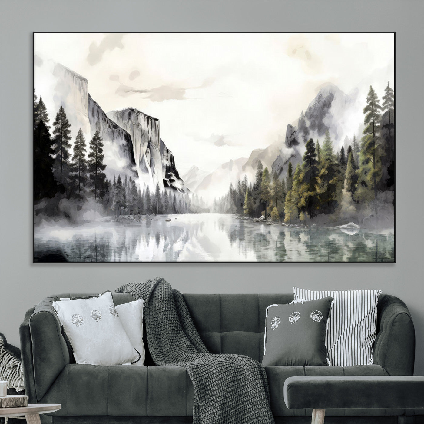 SEG-FC-51X34_Oversize - Yosemite Valley Wall Art Canvas Print – Framed and Ready to Hang – Majestic Nature Landscape Décor