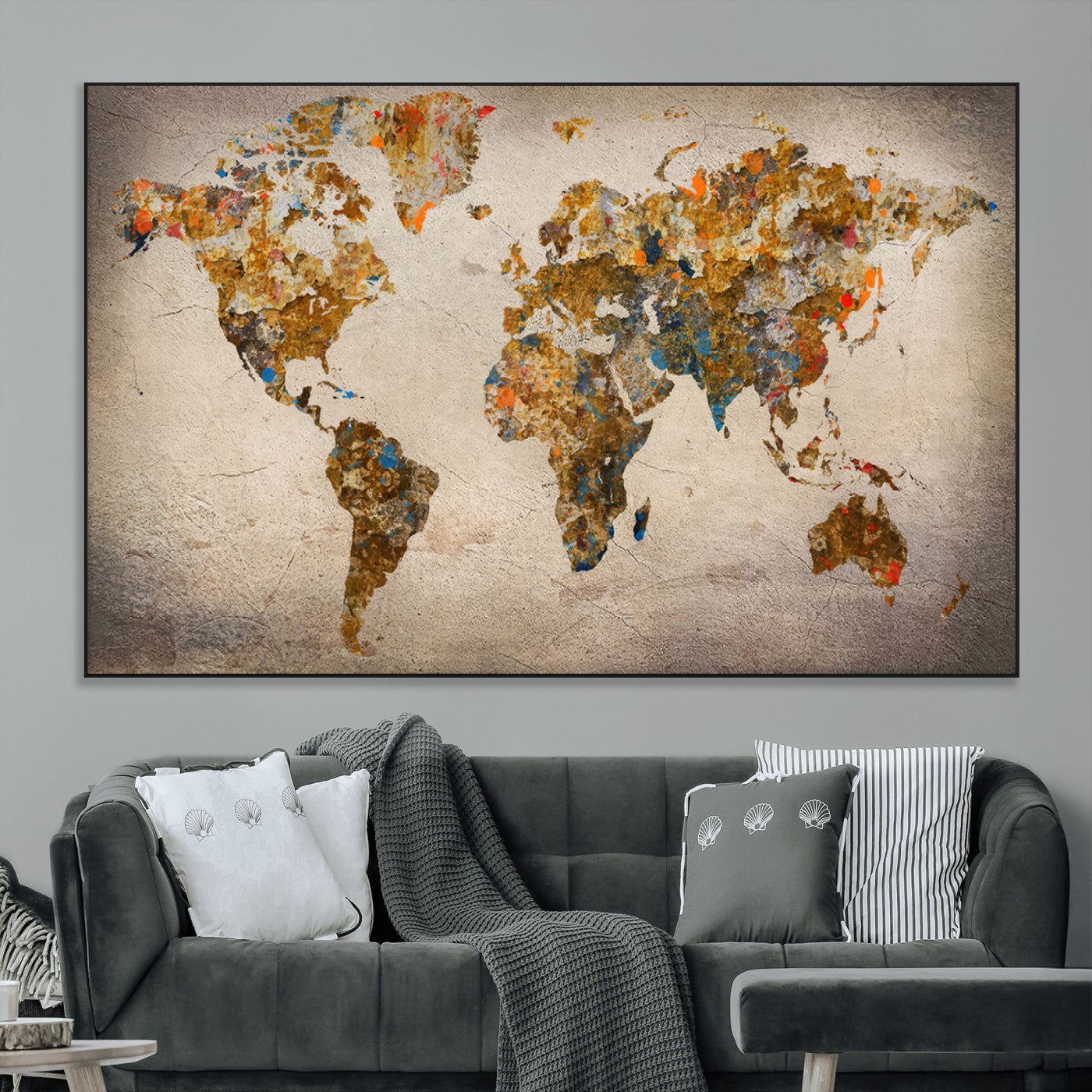 SEG-FC-51X34_Oversize - Push Pin World Map Canvas Print – Framed Wall Art for Couples to Track Their Travels – Anniversary