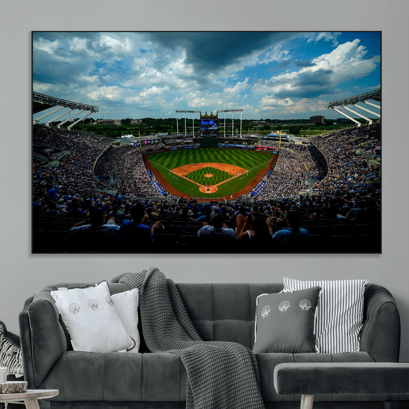 SEG-FC-51X34_Oversize - 3-Panel Kauffman Stadium Wall Art Print | Large Kansas City Royals Baseball Canvas Print for Sports