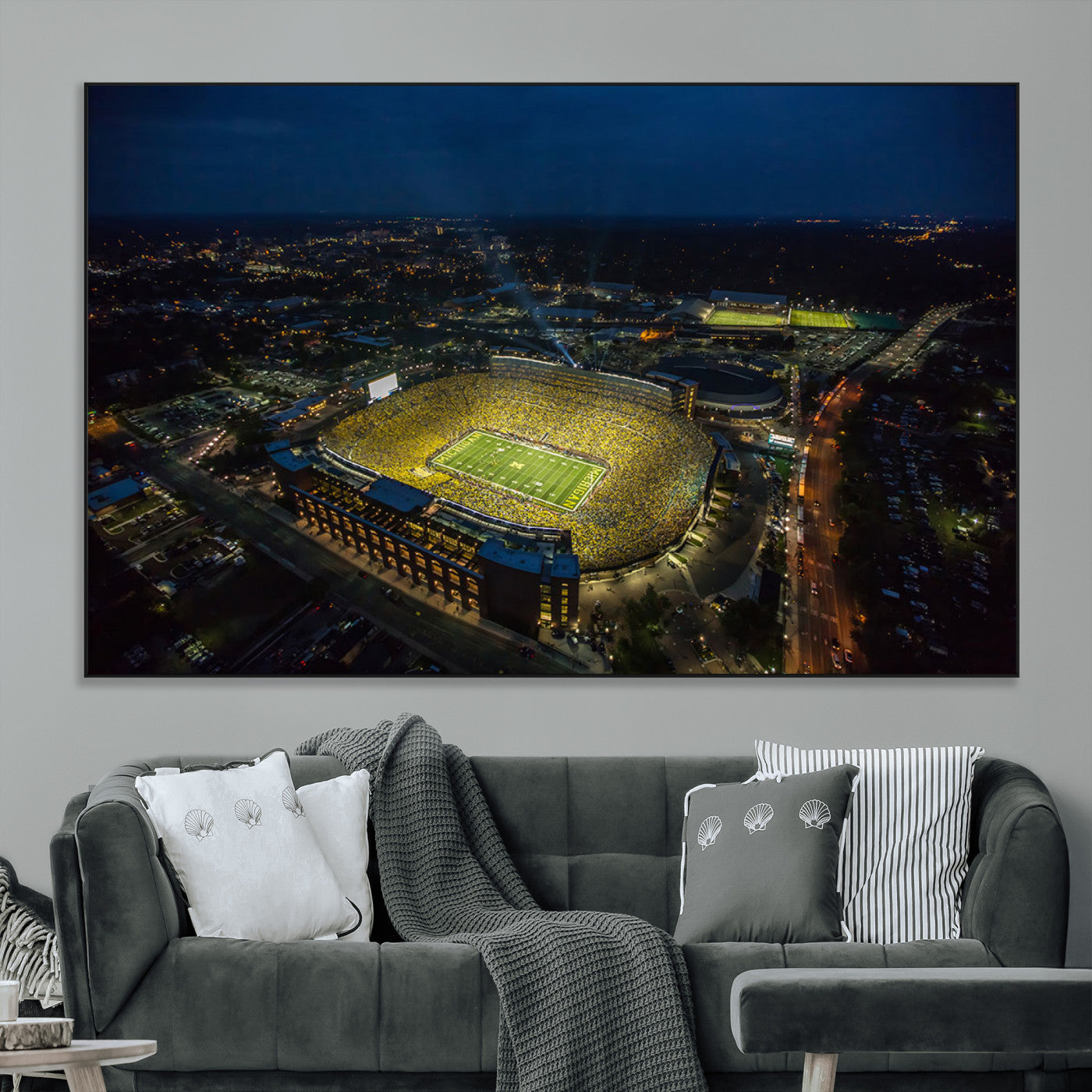 -Michigan Wolverines Football Team Print - Michigan Stadium Wall Art Canvas Print