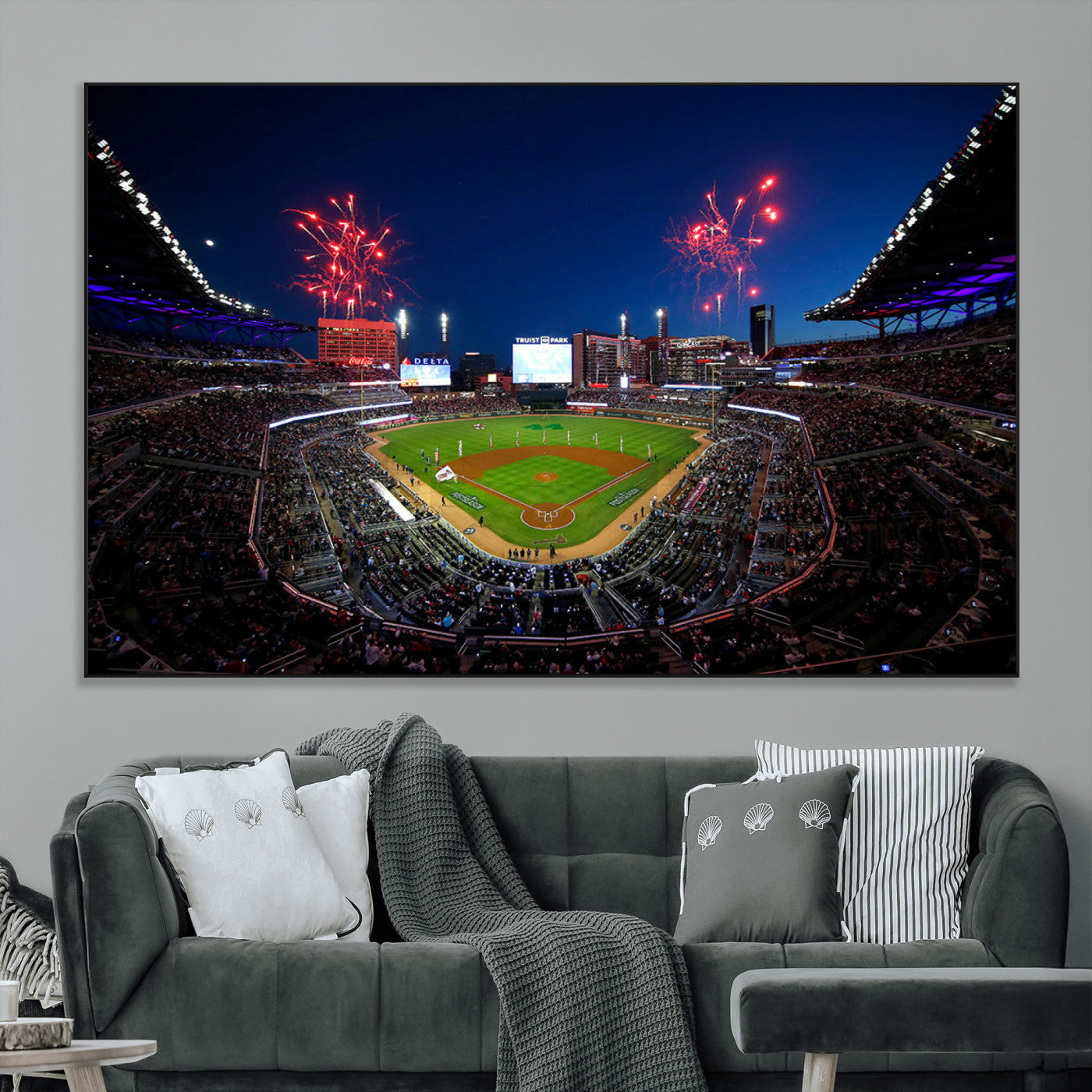 SEG-FC-51X34_Oversize - Truist Park Atlanta Braves Baseball Stadium Wall Art Print | Large 3-Panel Canvas Print for Sports