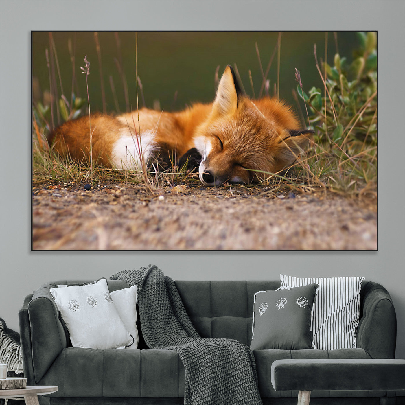 -Sleeping Fox Wall Art Canvas Print, Farmhouse Wall Decor and Animal Wall Art Print