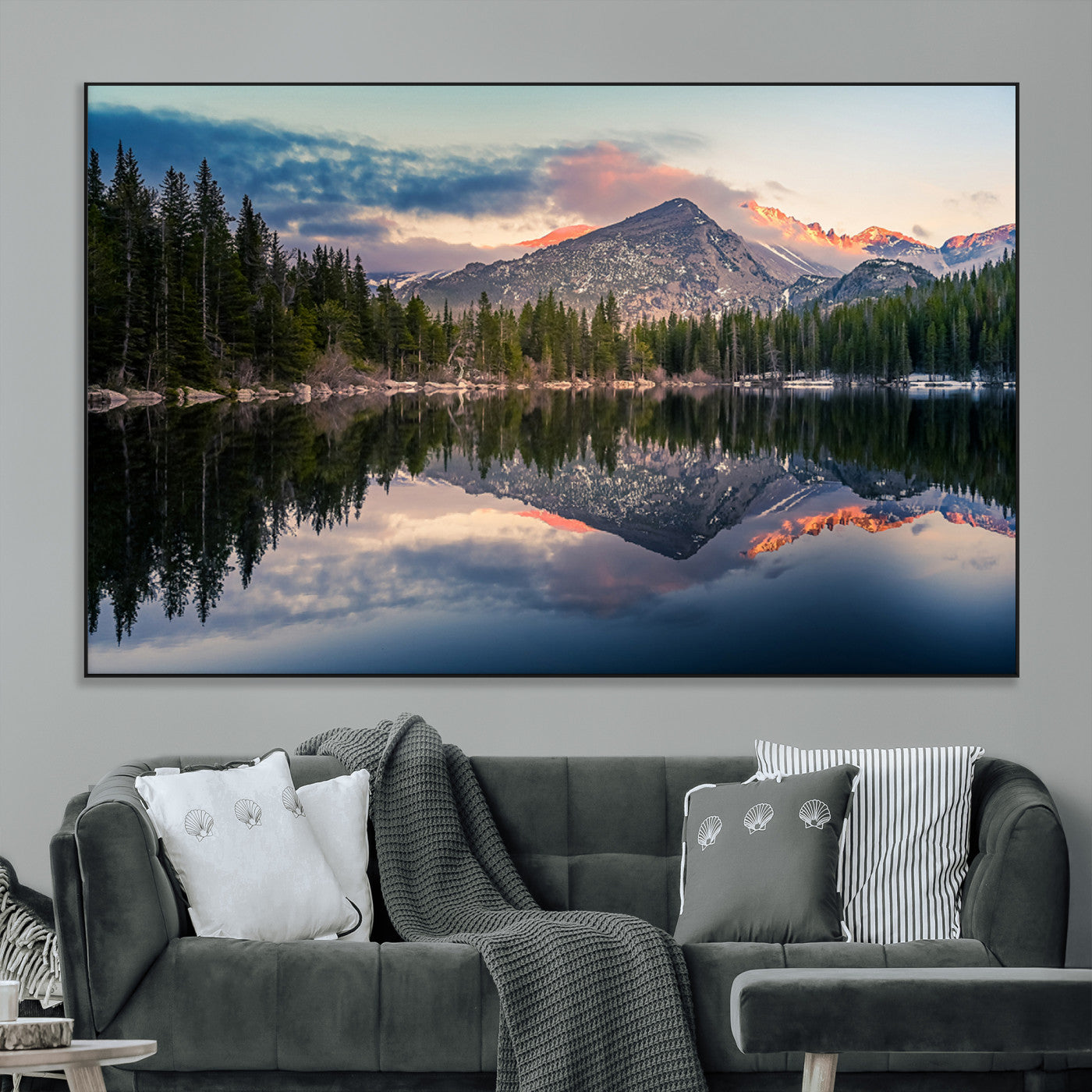SEG-FC-51X34_Oversize - Bear Lake Reflection at Rocky Mountain National Park Wall Art Canvas Print, Scenic Mountain Landscape Canvas Print Set | Mountain Lake Wall Art Print